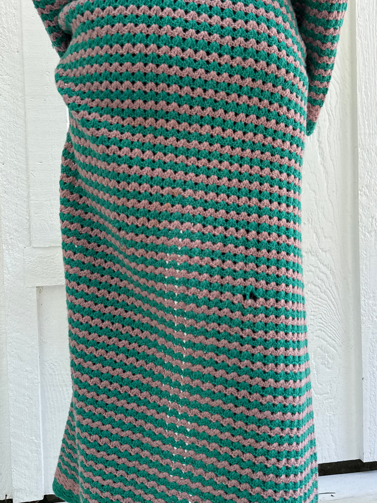 1970s Hand Crocheted Maxi Cardigan Sweater