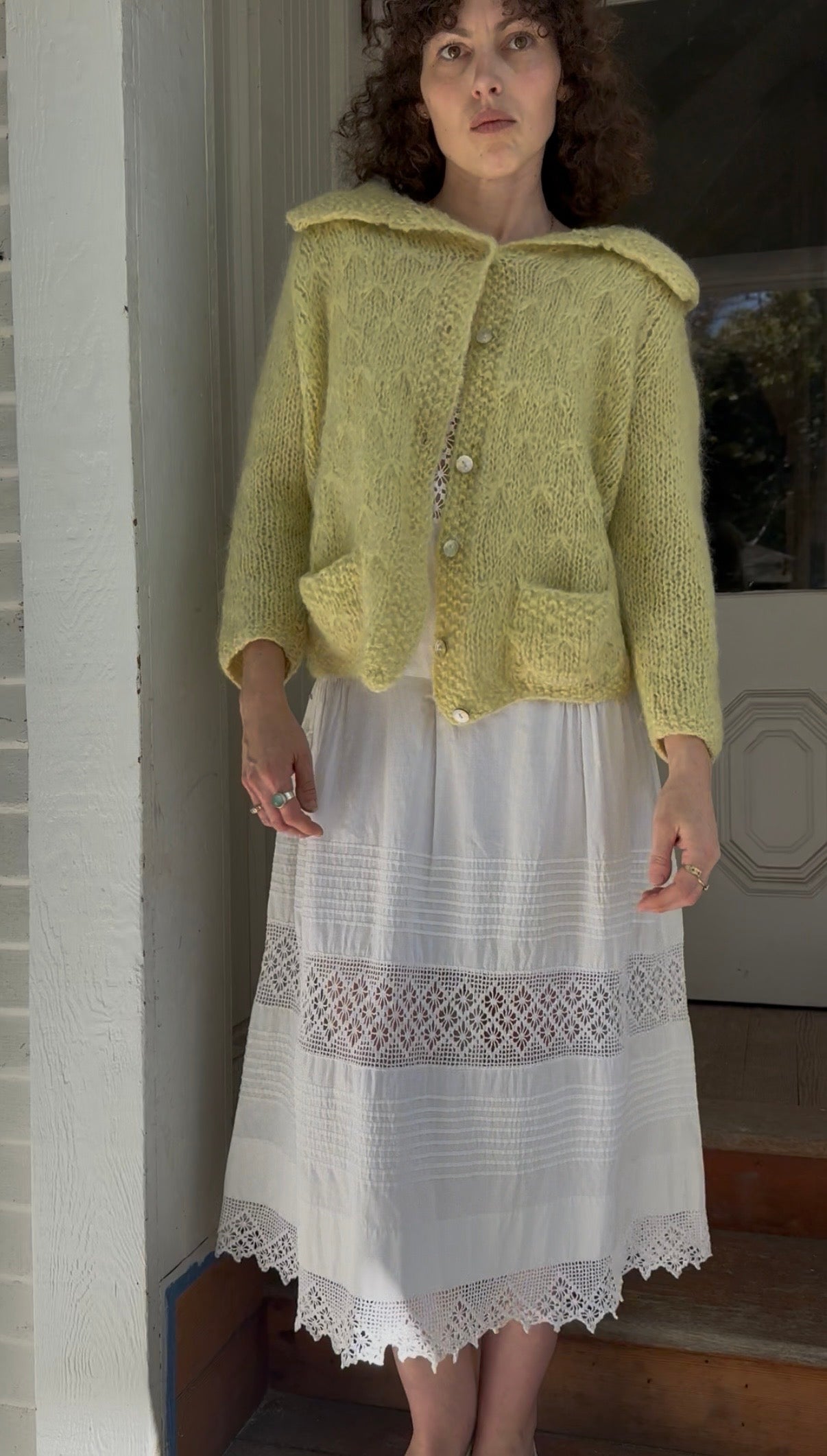 1960s Yellow Italian Mohair Cardigan with Pockets