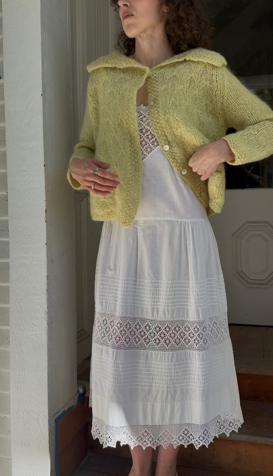 1960s Yellow Italian Mohair Cardigan with Pockets