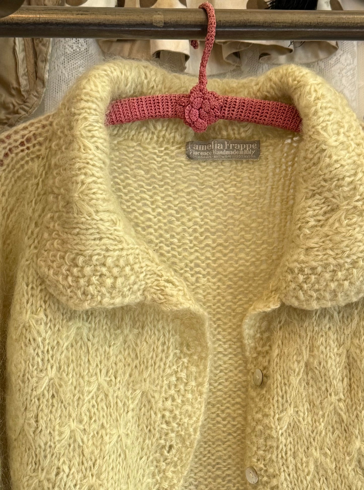 1960s Yellow Italian Mohair Cardigan with Pockets