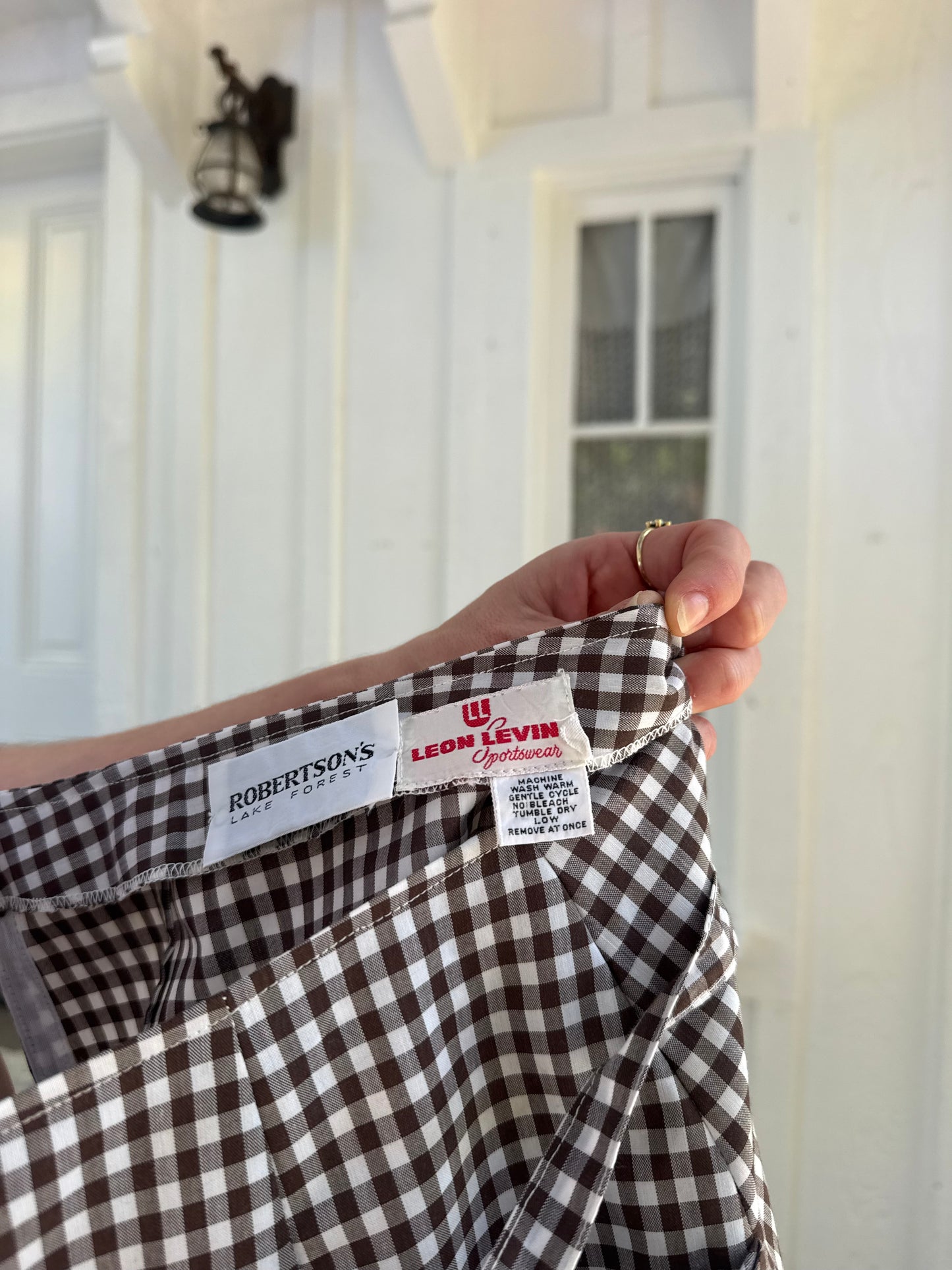 1970s Brown Gingham Midi Wrap Skirt