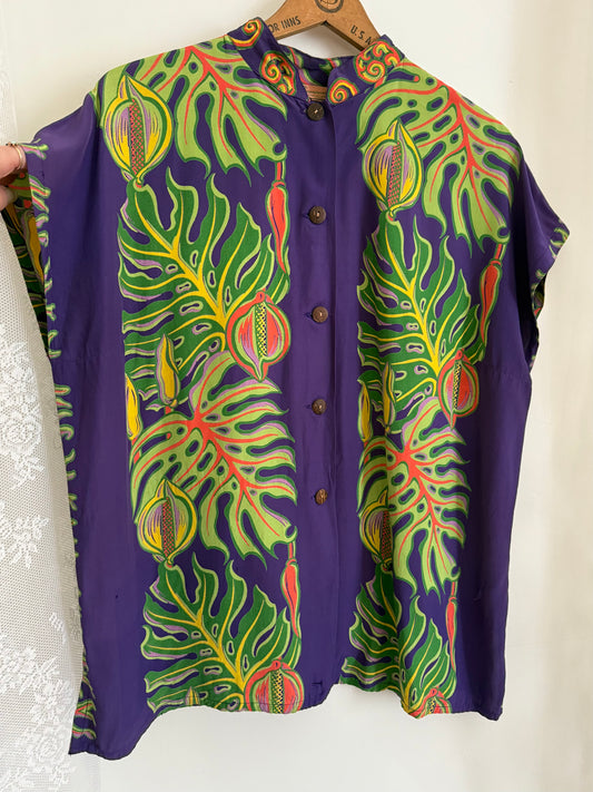 1940s Kamehameha Rayon Teatimer Hawaiian Cabana Shirt