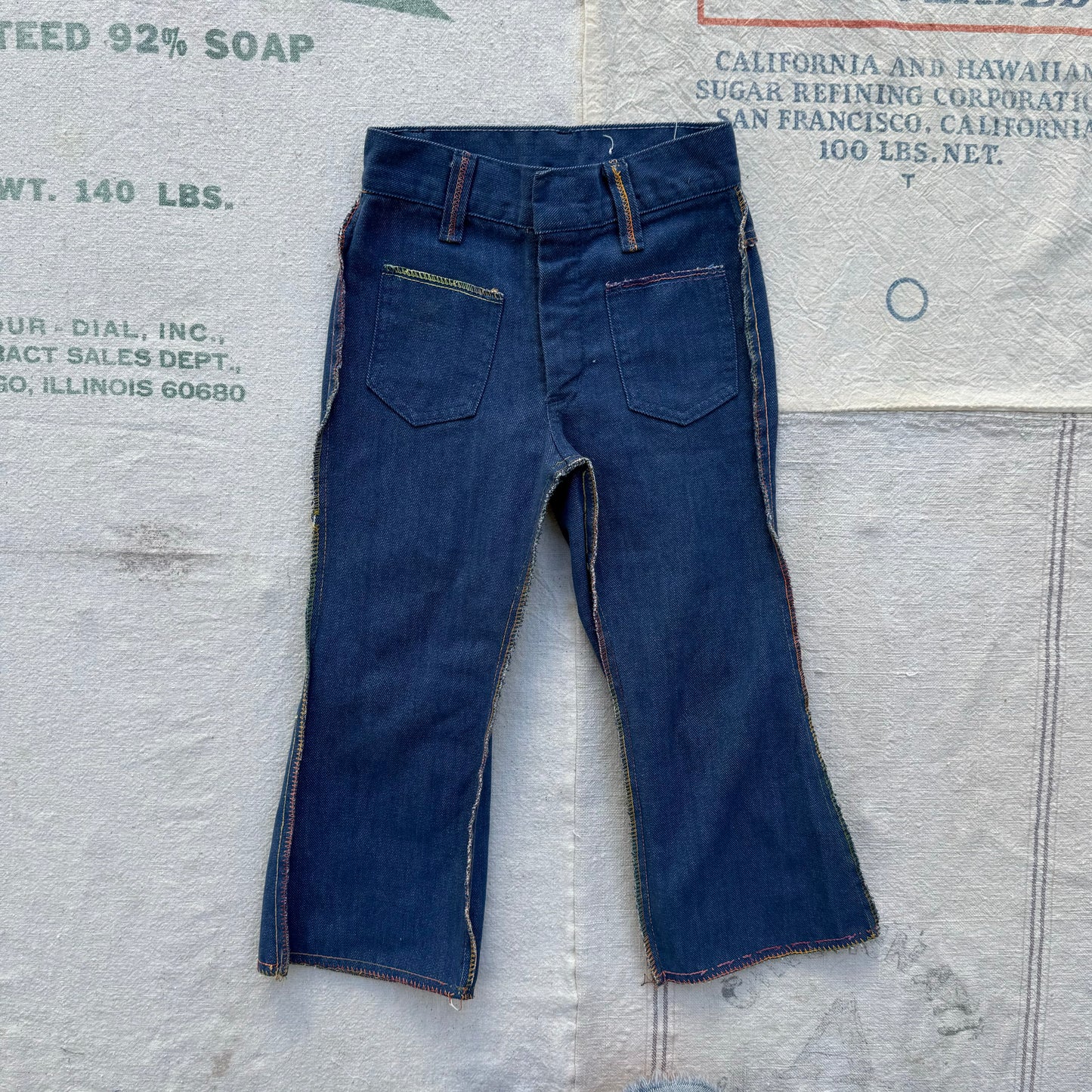 1970s Kids Rainbow Outside Seam Denim