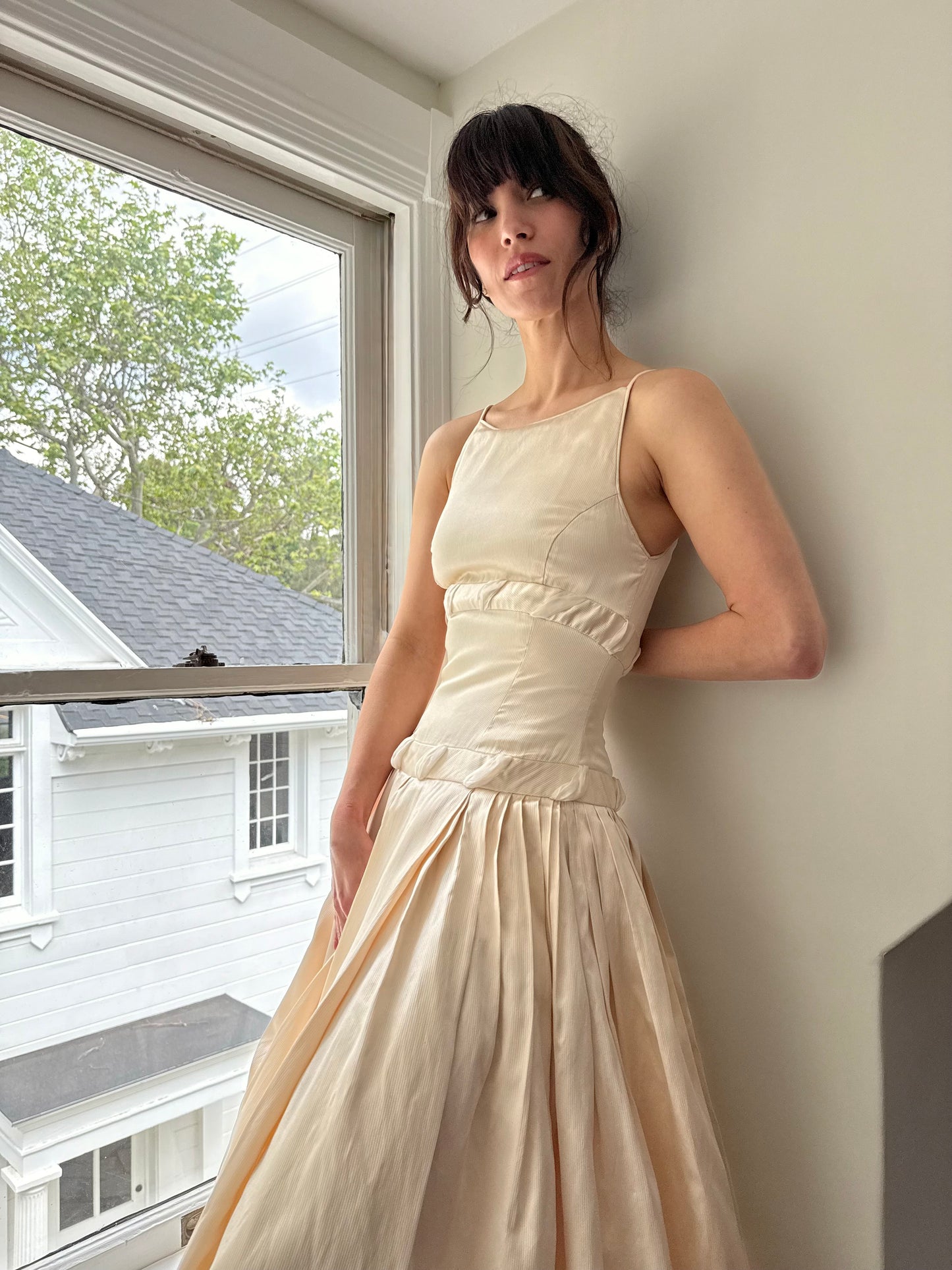 Vintage Celeste by Norma Lenain Couture Silk Wedding Gown