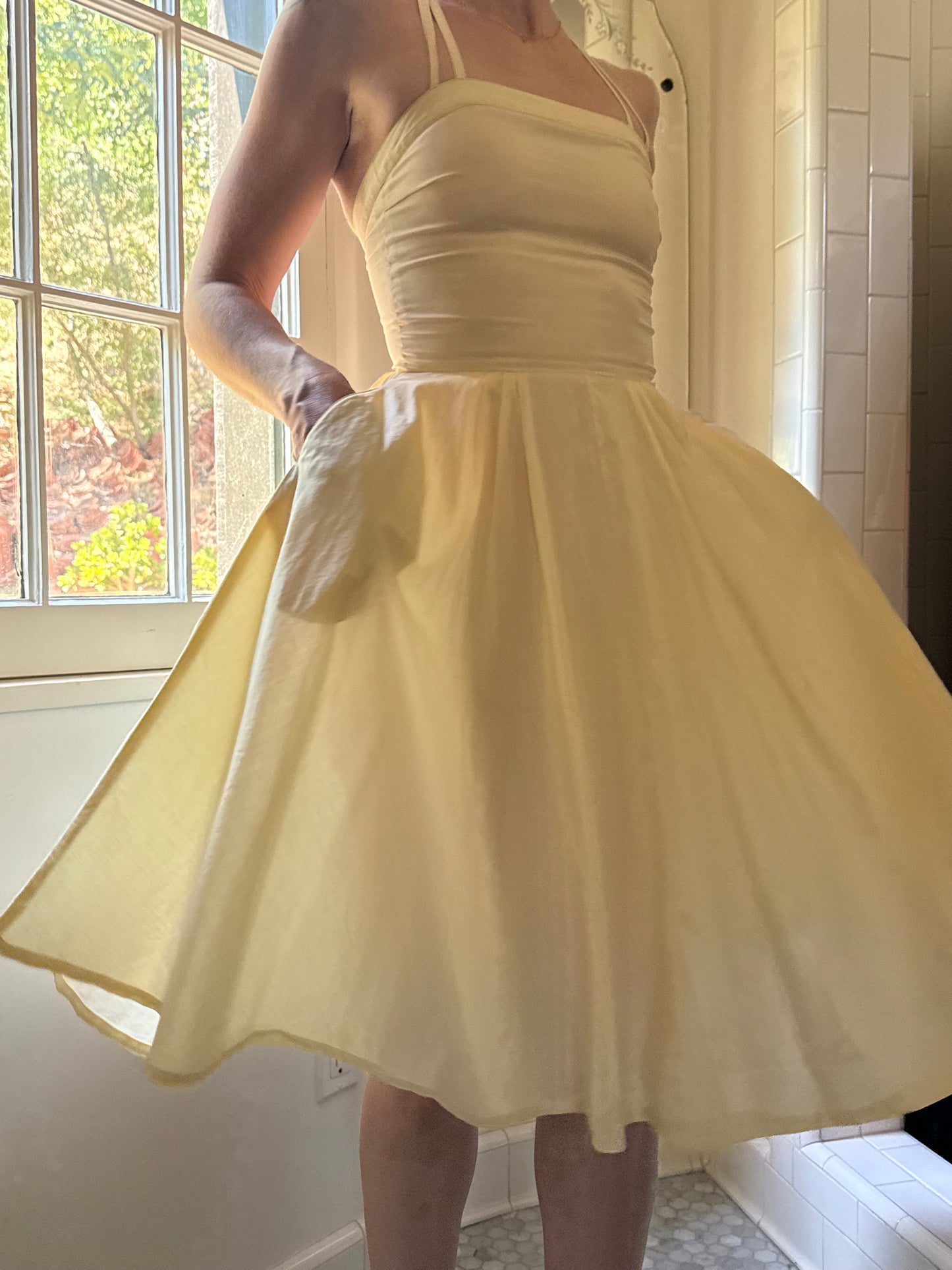 1970s Cacharel Paris Yellow Cotton Sundress