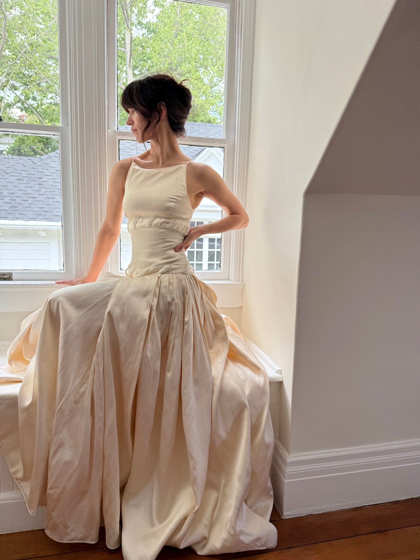 Vintage Celeste by Norma Lenain Couture Silk Wedding Gown