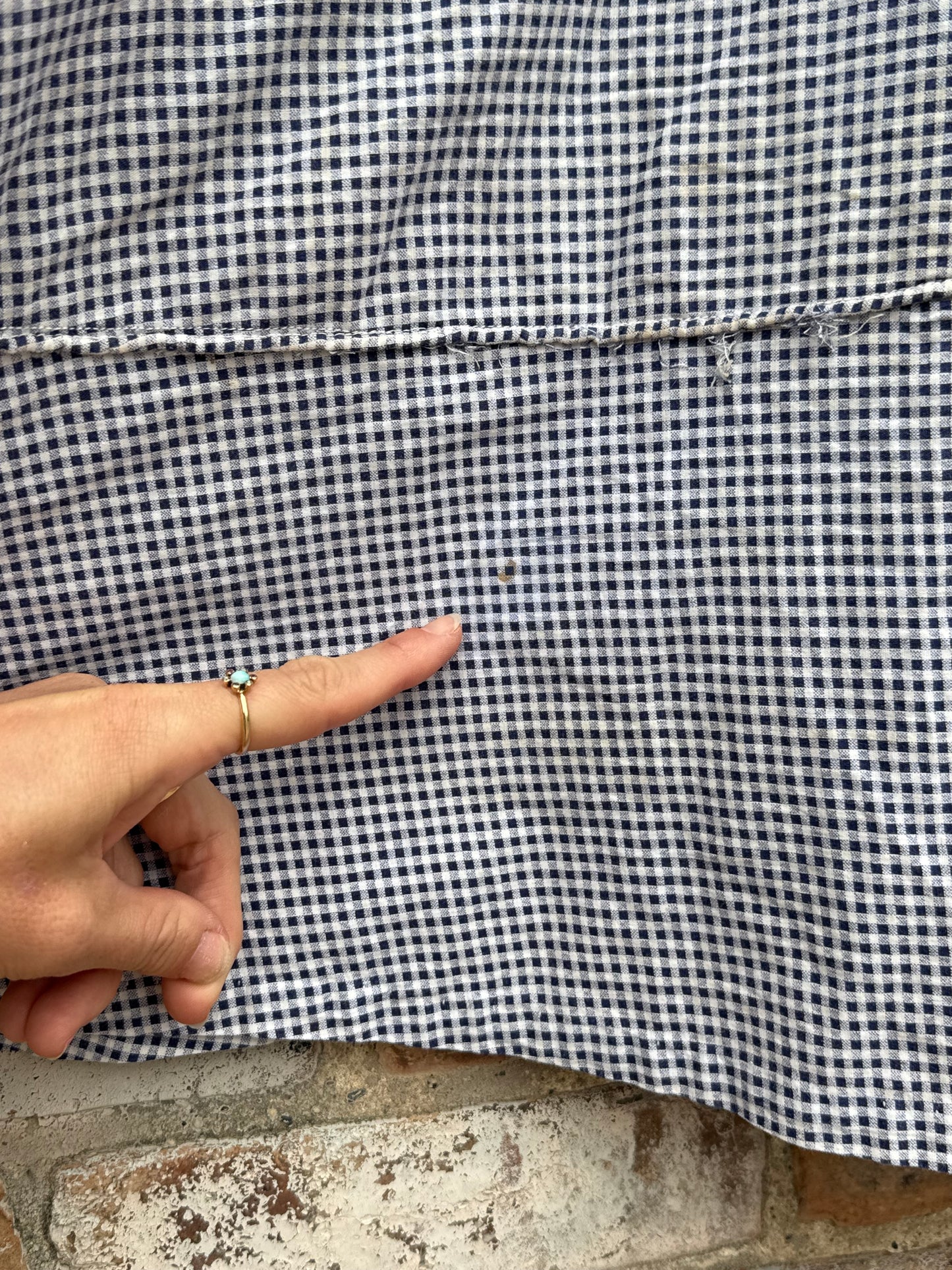 1940s Tiered Gingham Cotton Button Front Work Dress
