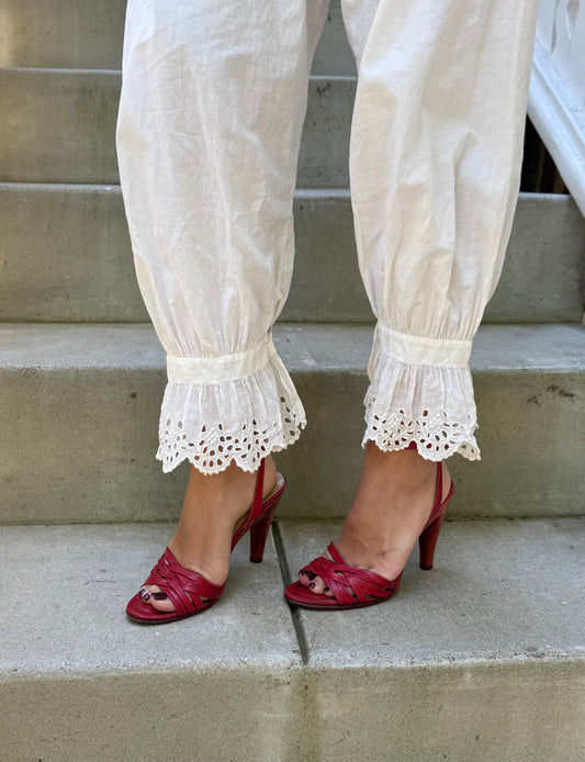 1970s Cherokee Red Leather Strappy Heels 6