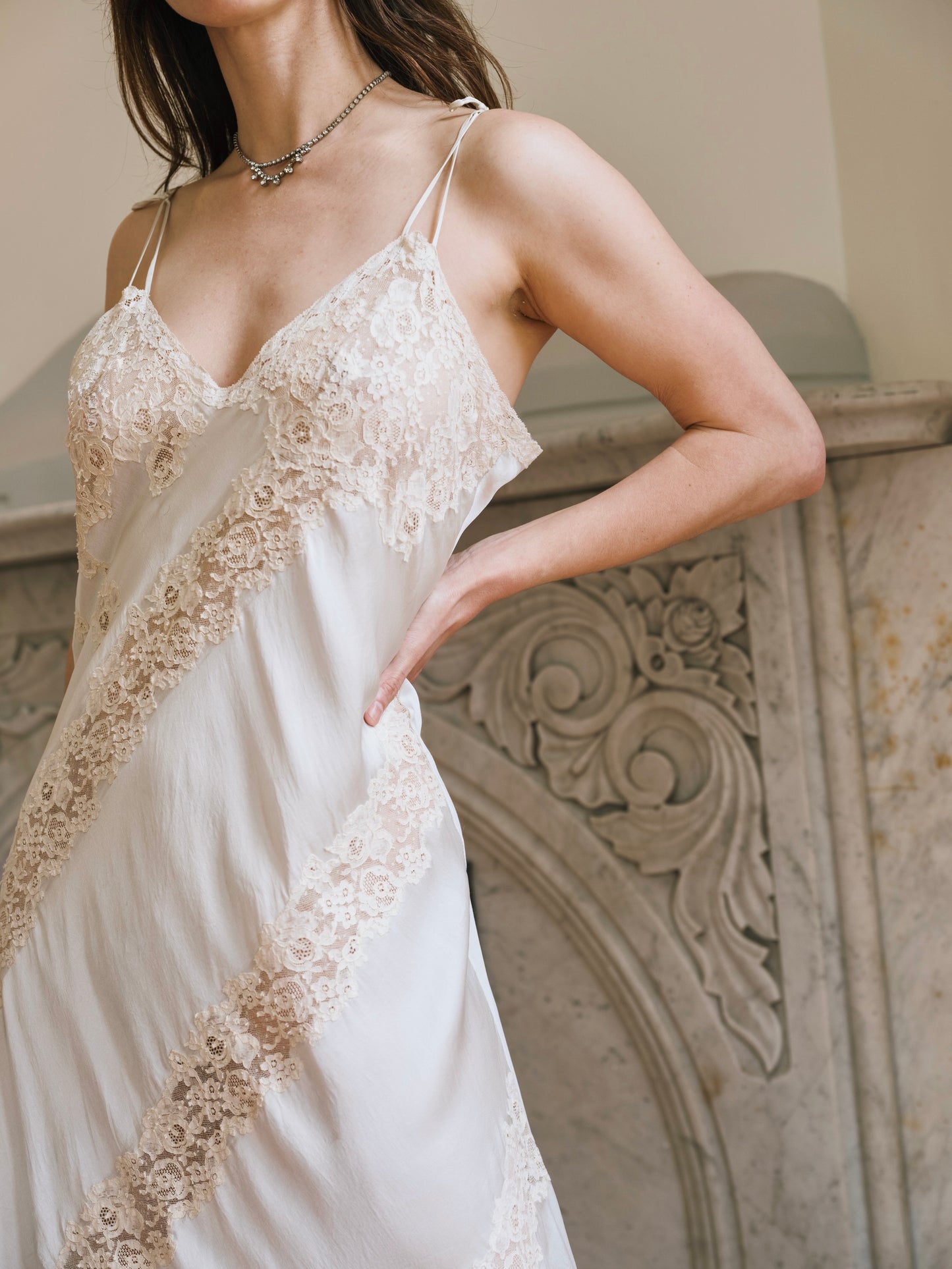 1940s Seafoam Silk Lace Inset Bias Cut Slip Dress and Robe Set
