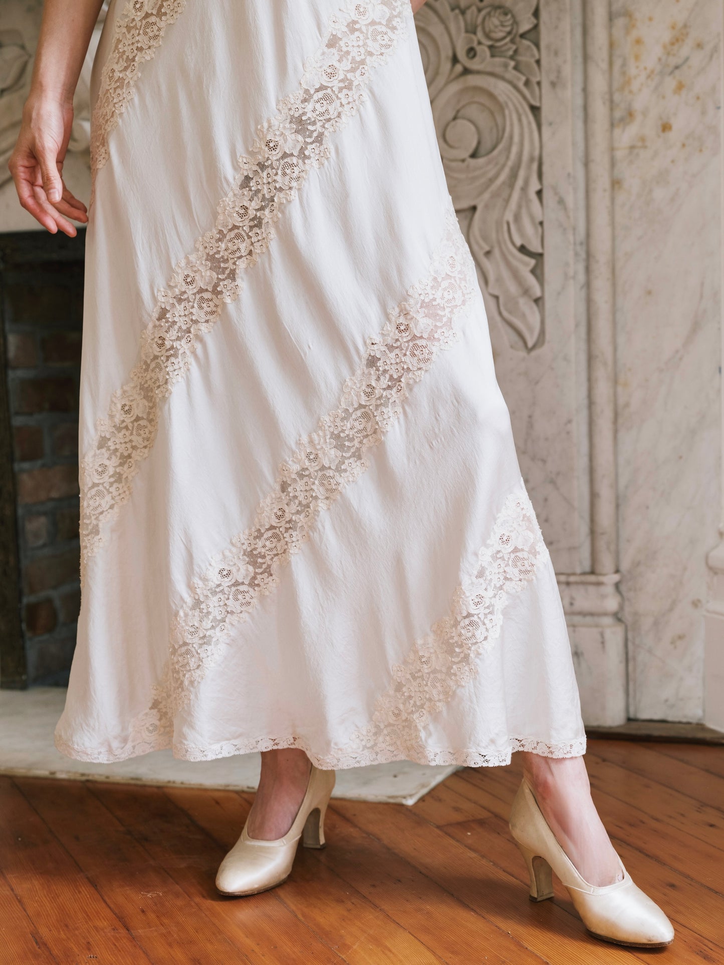 1940s Seafoam Silk Lace Inset Bias Cut Slip Dress and Robe Set