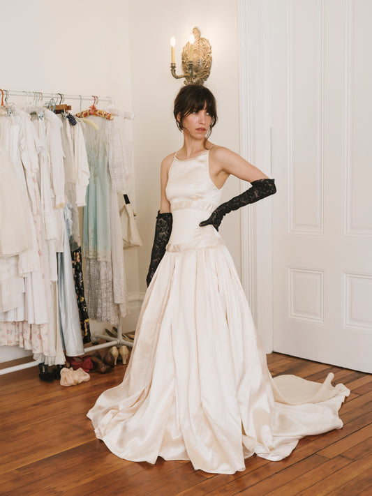 Vintage Celeste by Norma Lenain Couture Silk Wedding Gown