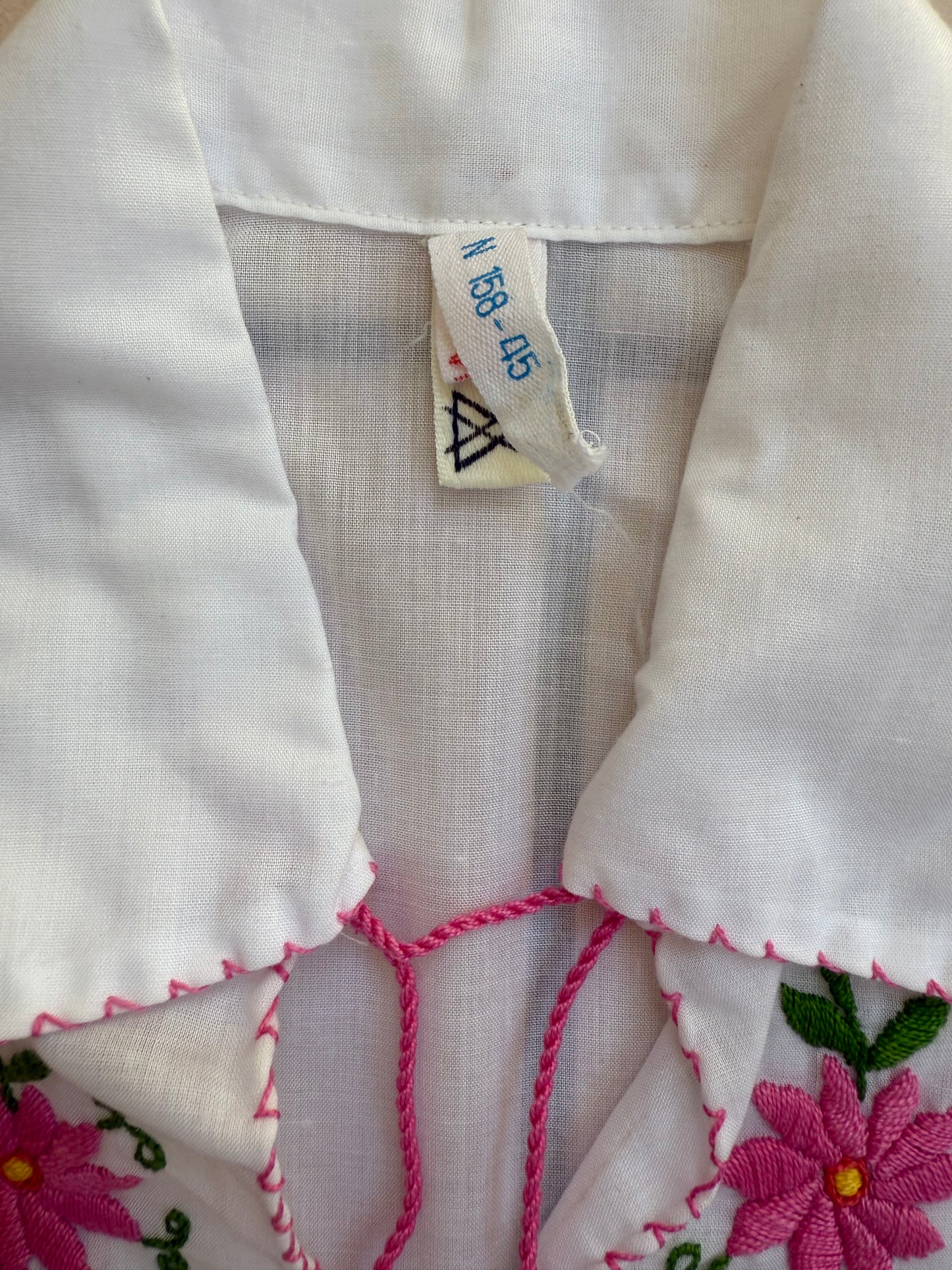 1970s Hungarian Folk Embroidered Peasant Blouse