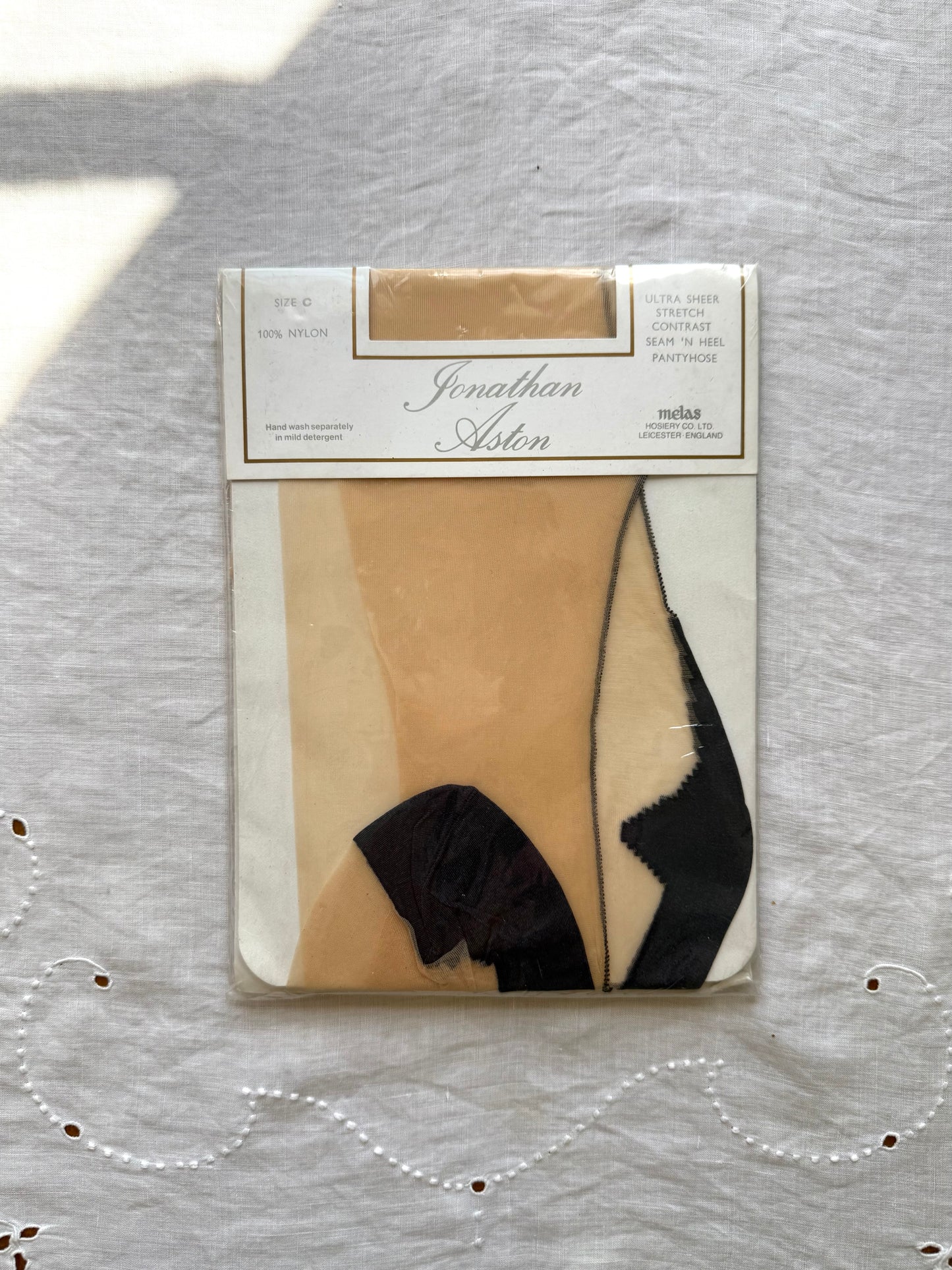 1980s Jonathan Aston UK Deadstock Center Back Contrast Seam Tights