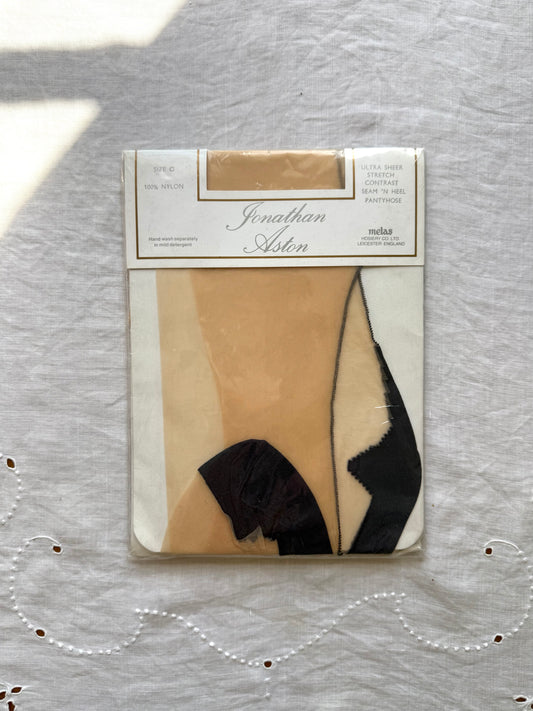 1980s Jonathan Aston UK Deadstock Center Back Contrast Seam Tights