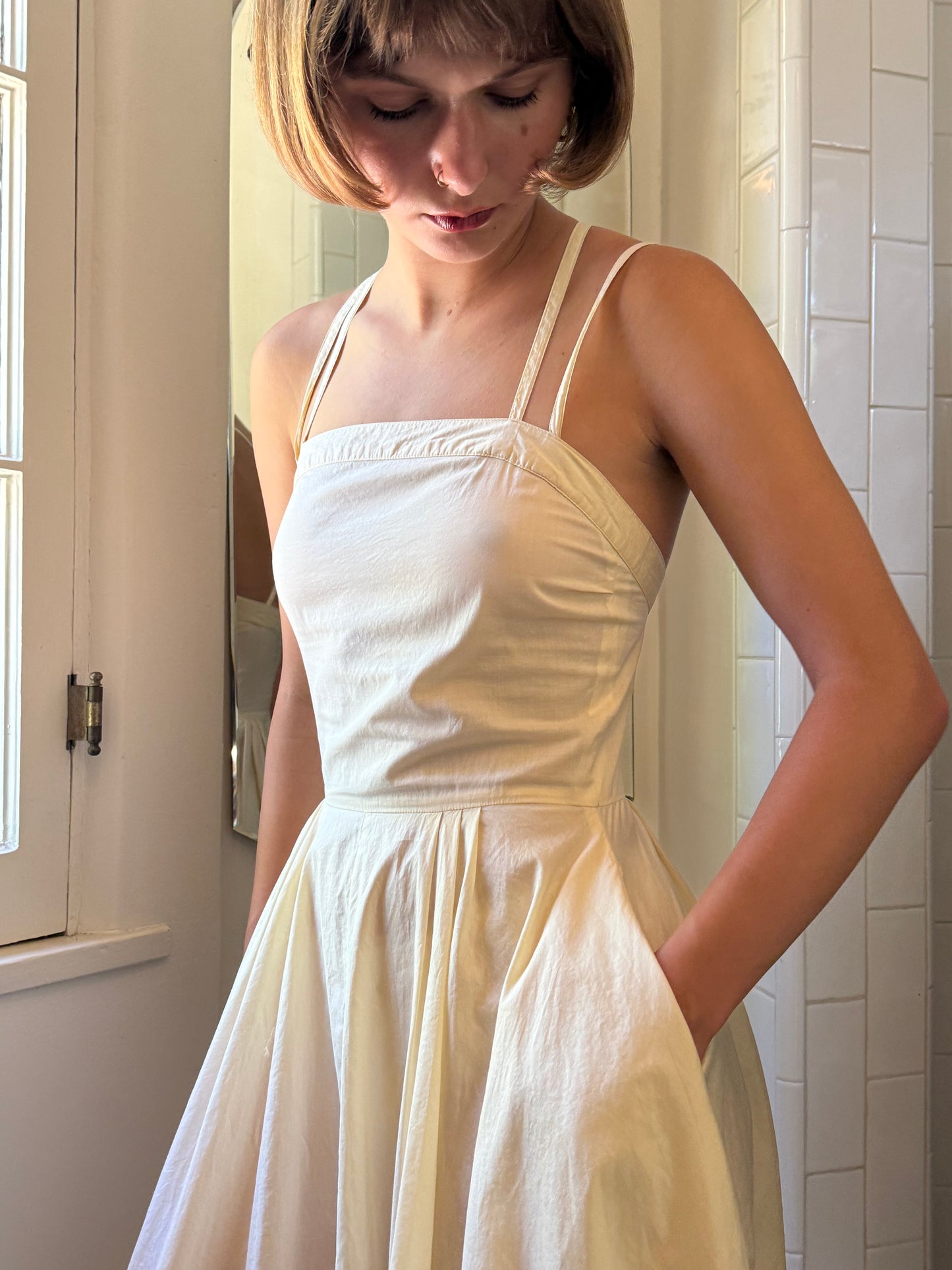 1970s Cacharel Paris Yellow Cotton Sundress