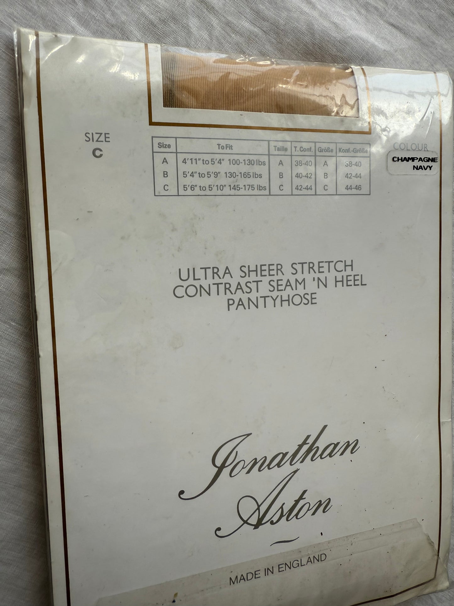 1980s Jonathan Aston UK Deadstock Center Back Contrast Seam Tights