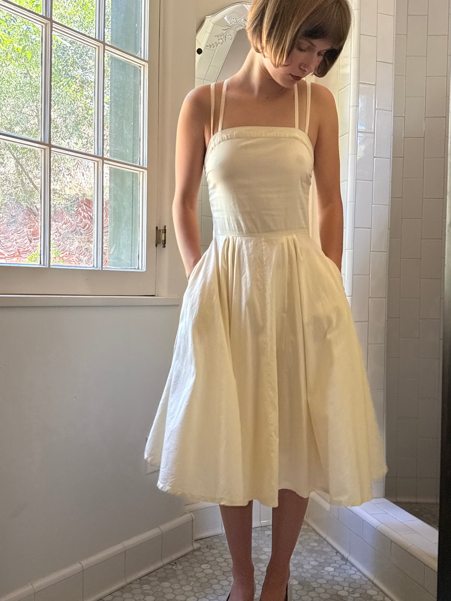 1970s Cacharel Paris Yellow Cotton Sundress