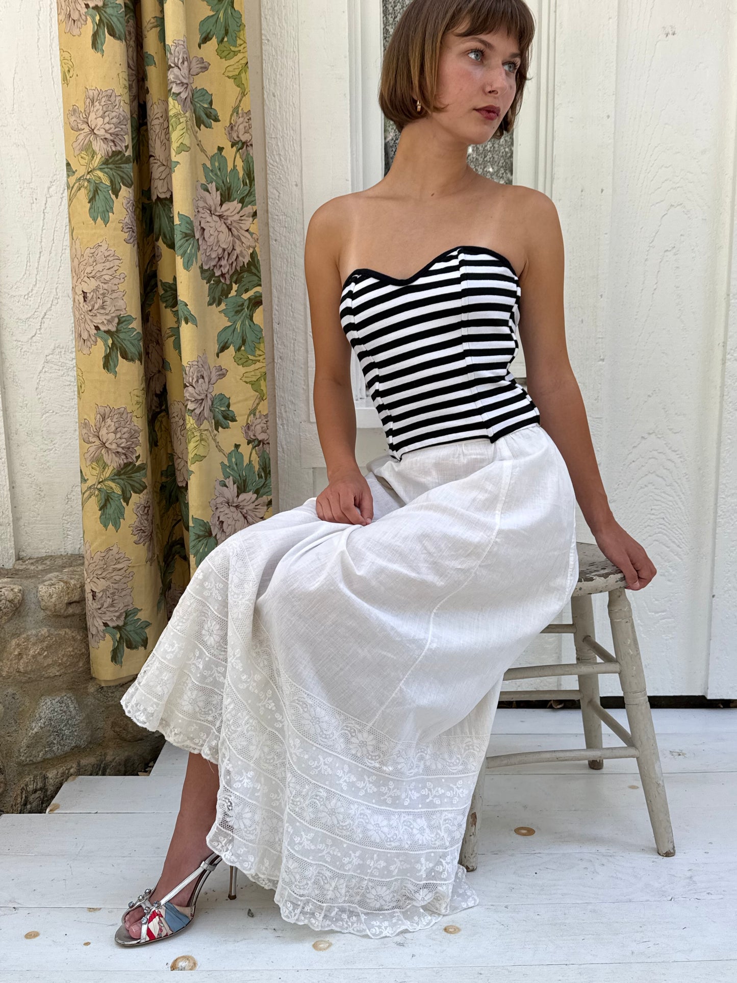 1990s Striped Tube Top with Boning