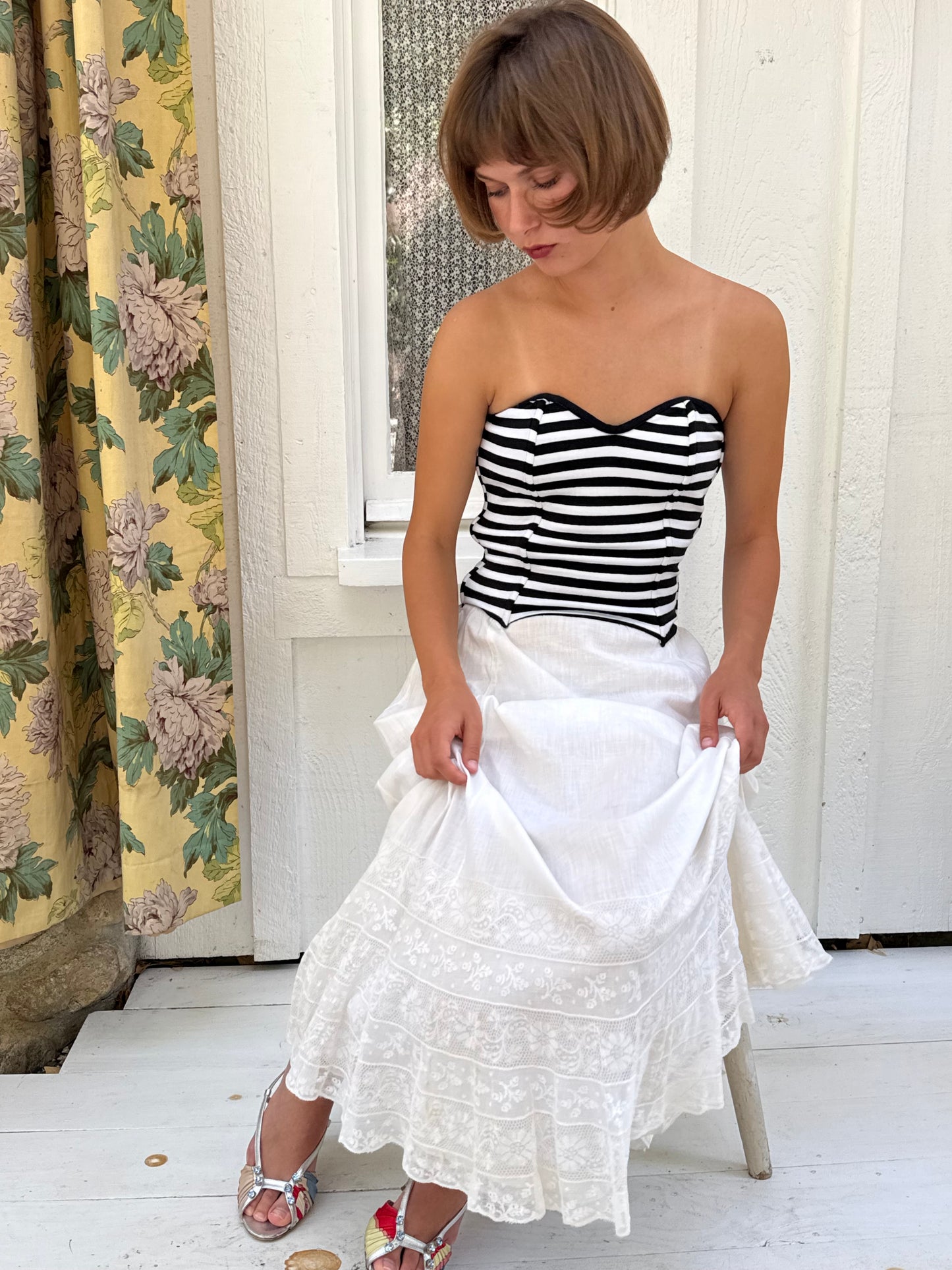 1990s Striped Tube Top with Boning