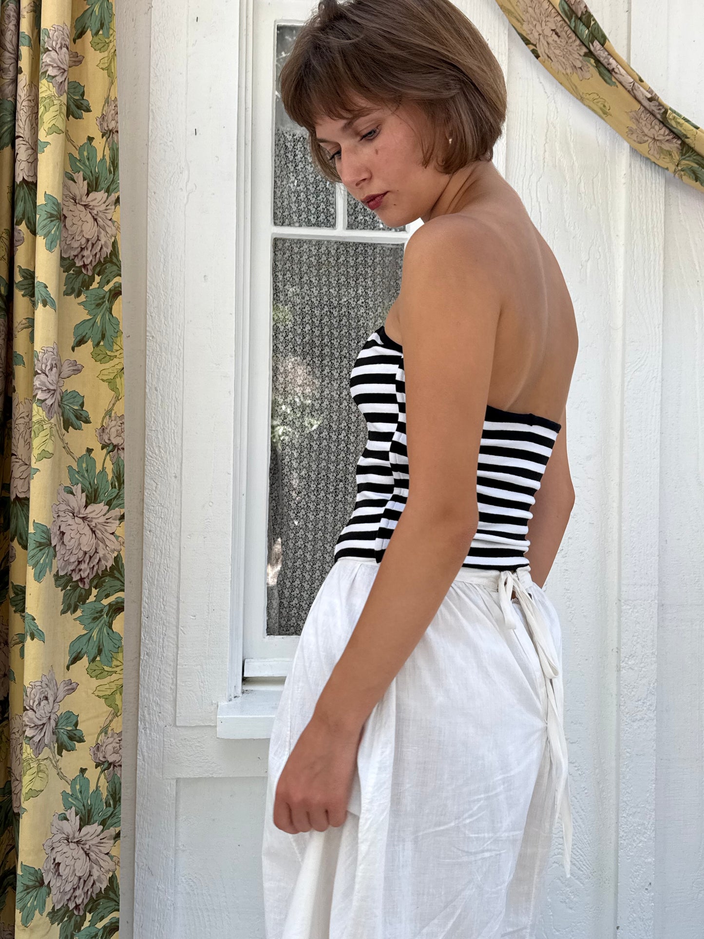 1990s Striped Tube Top with Boning
