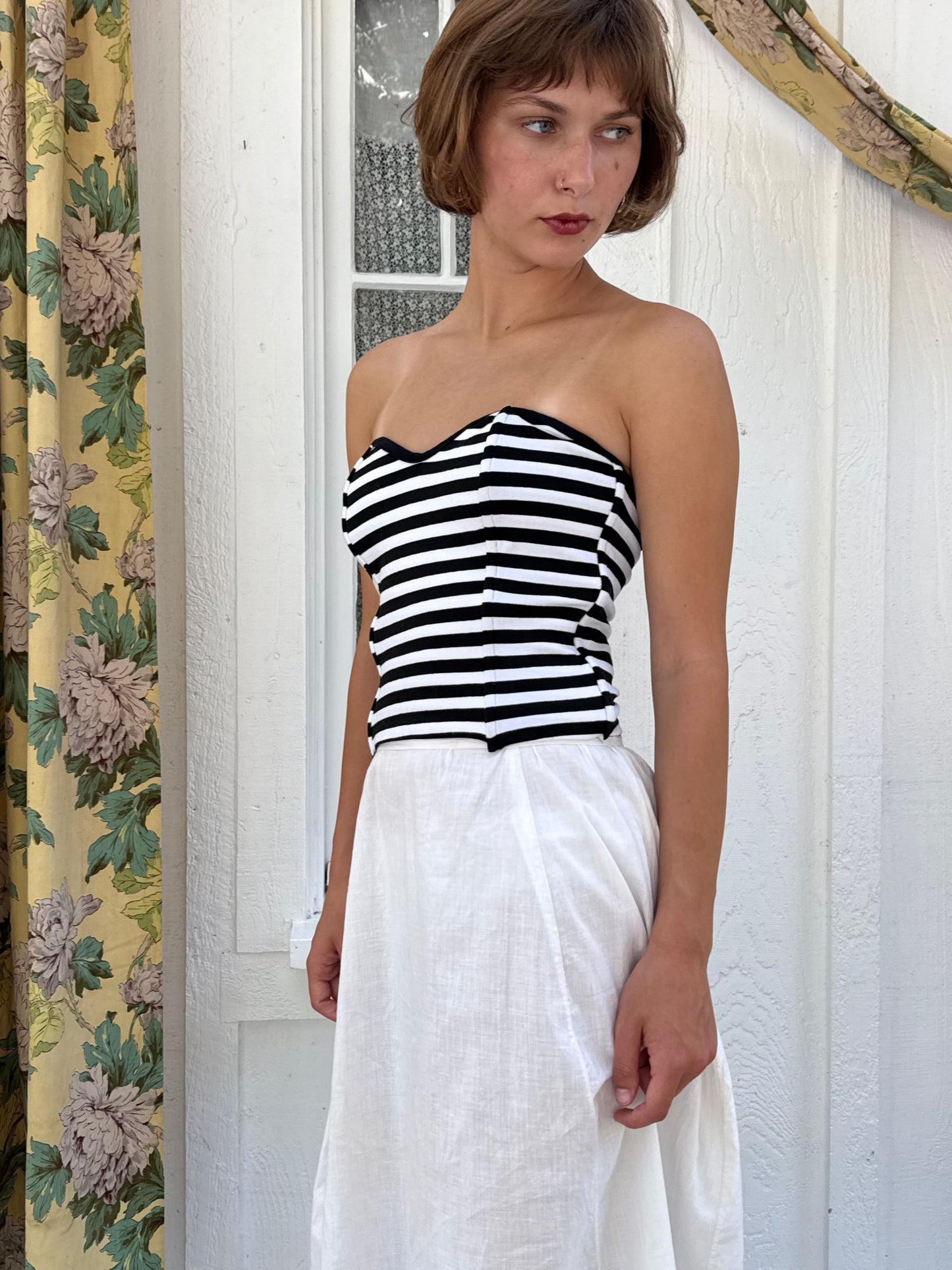 1990s Striped Tube Top with Boning