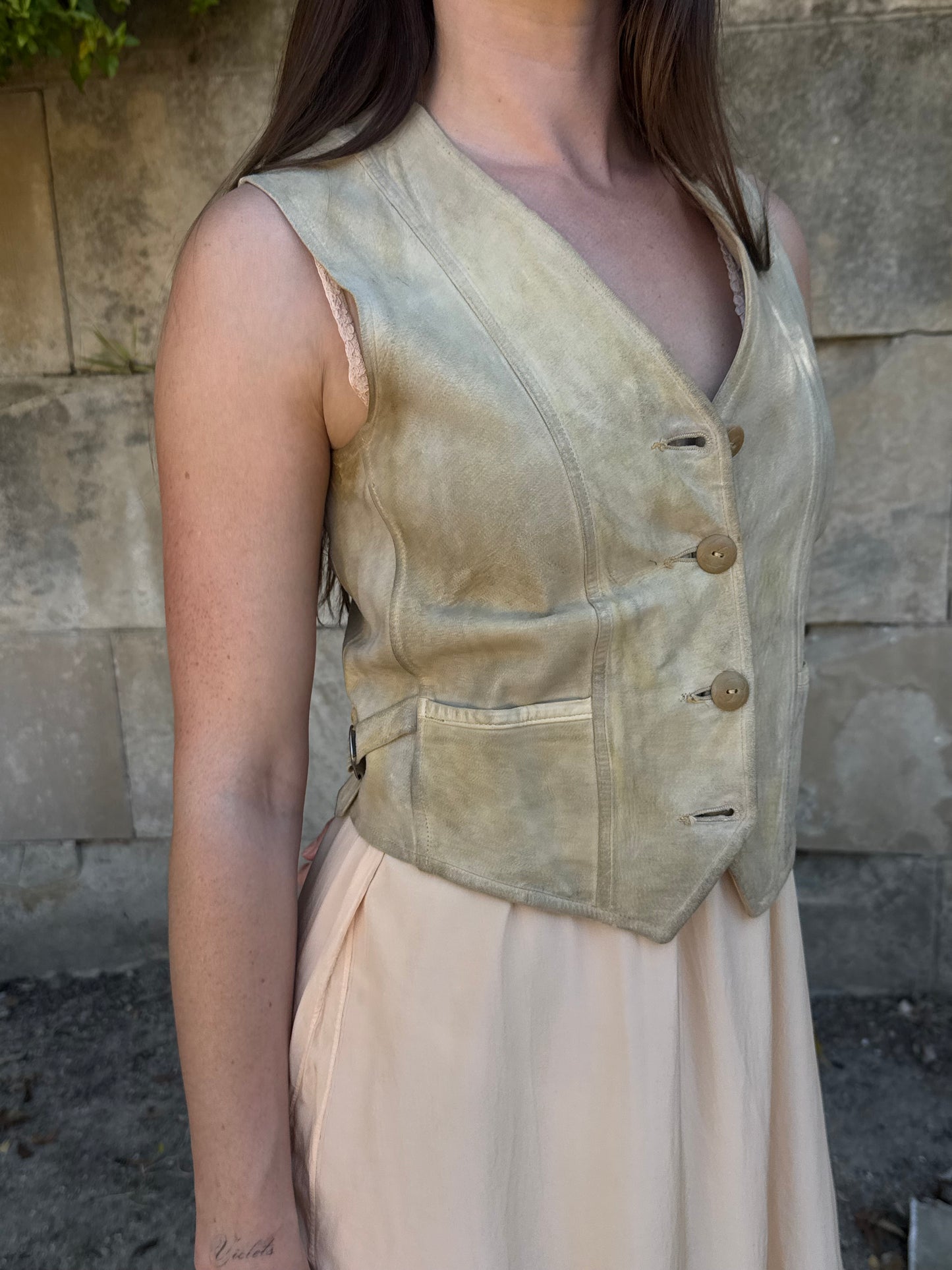 1930s Buckskin Buckle Back Vest
