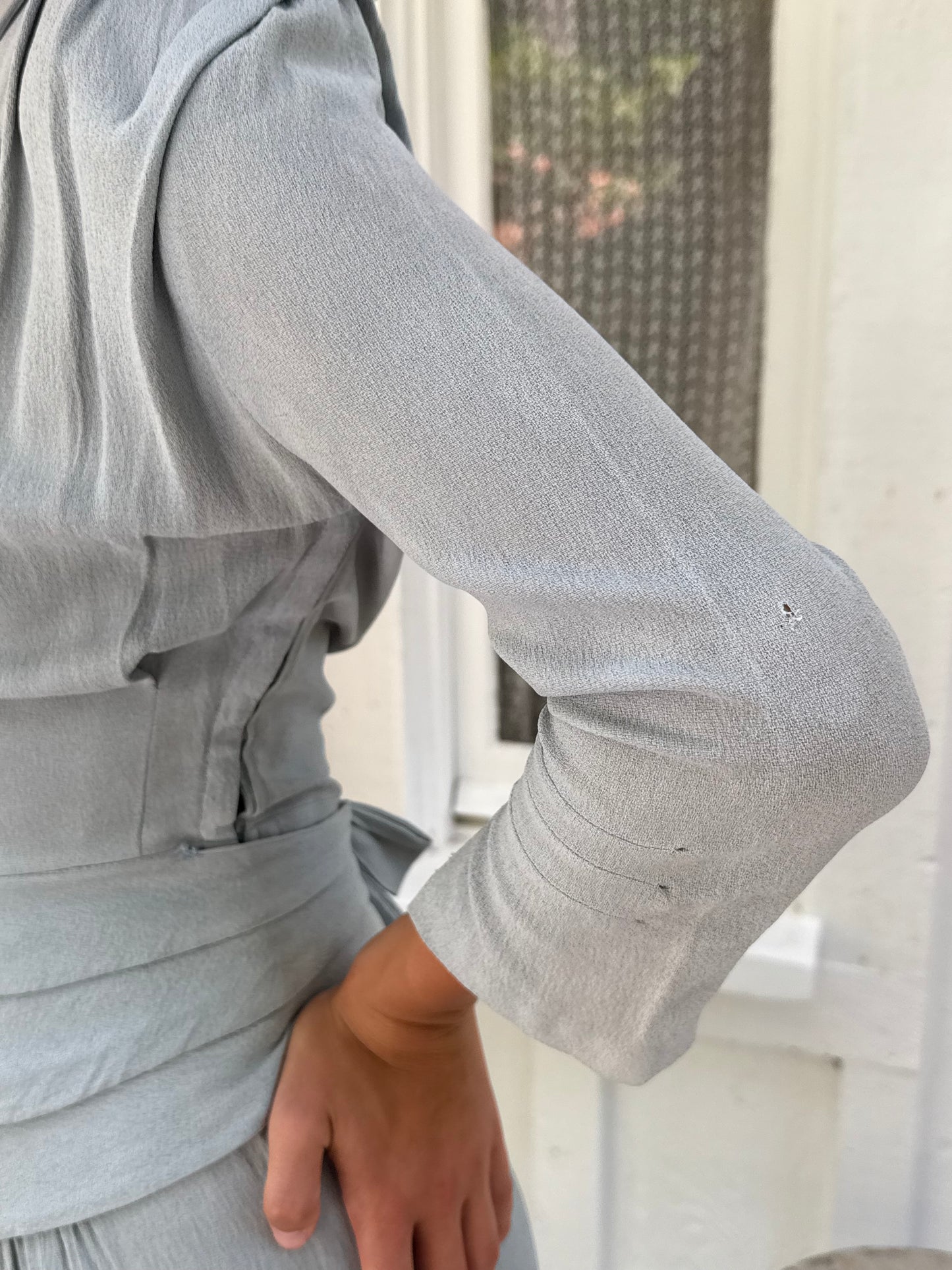 1930s Pale Blue Rayon Crepe Day Dress