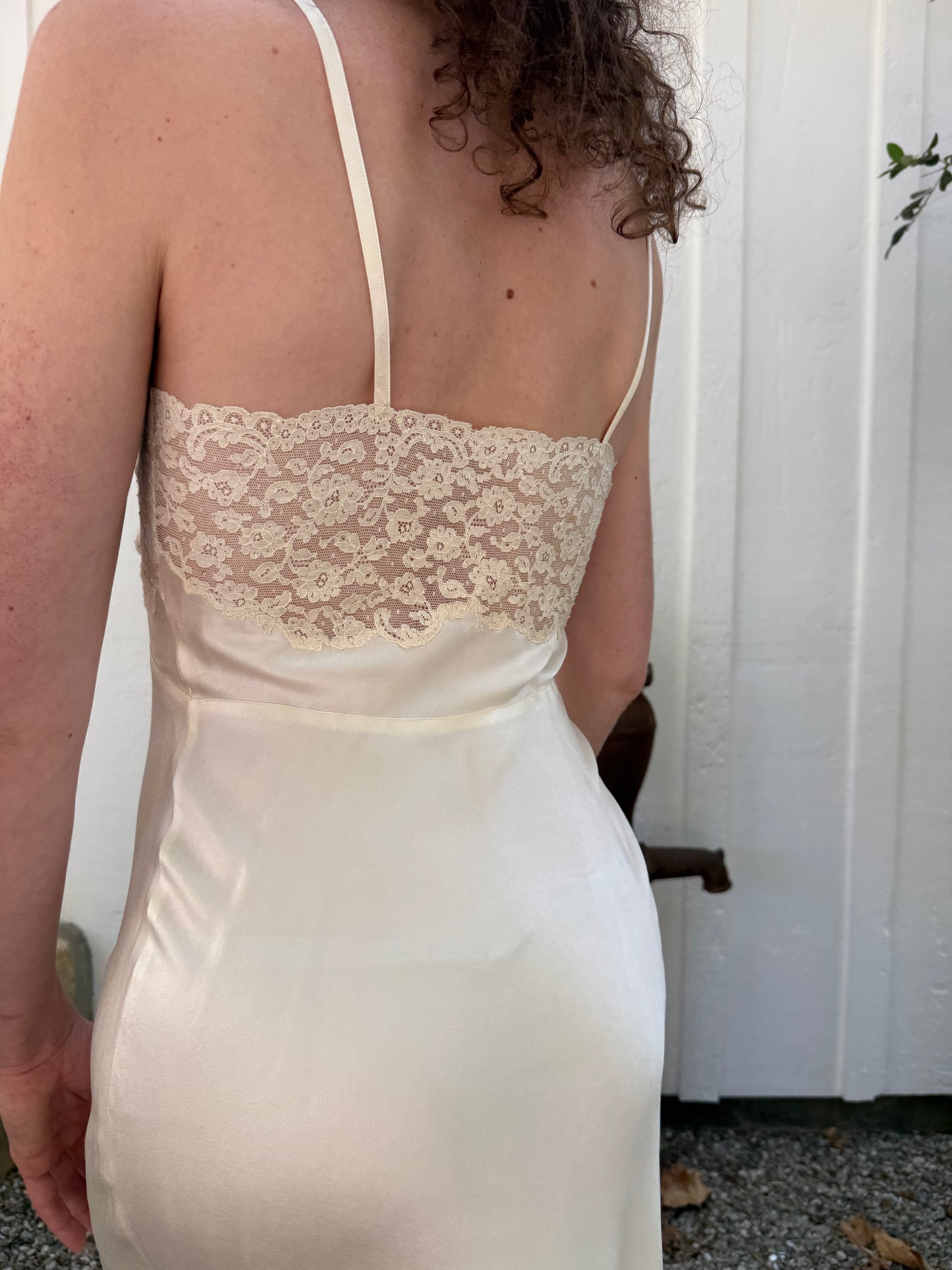1940s Ivory Silk and Lace Slip Dress