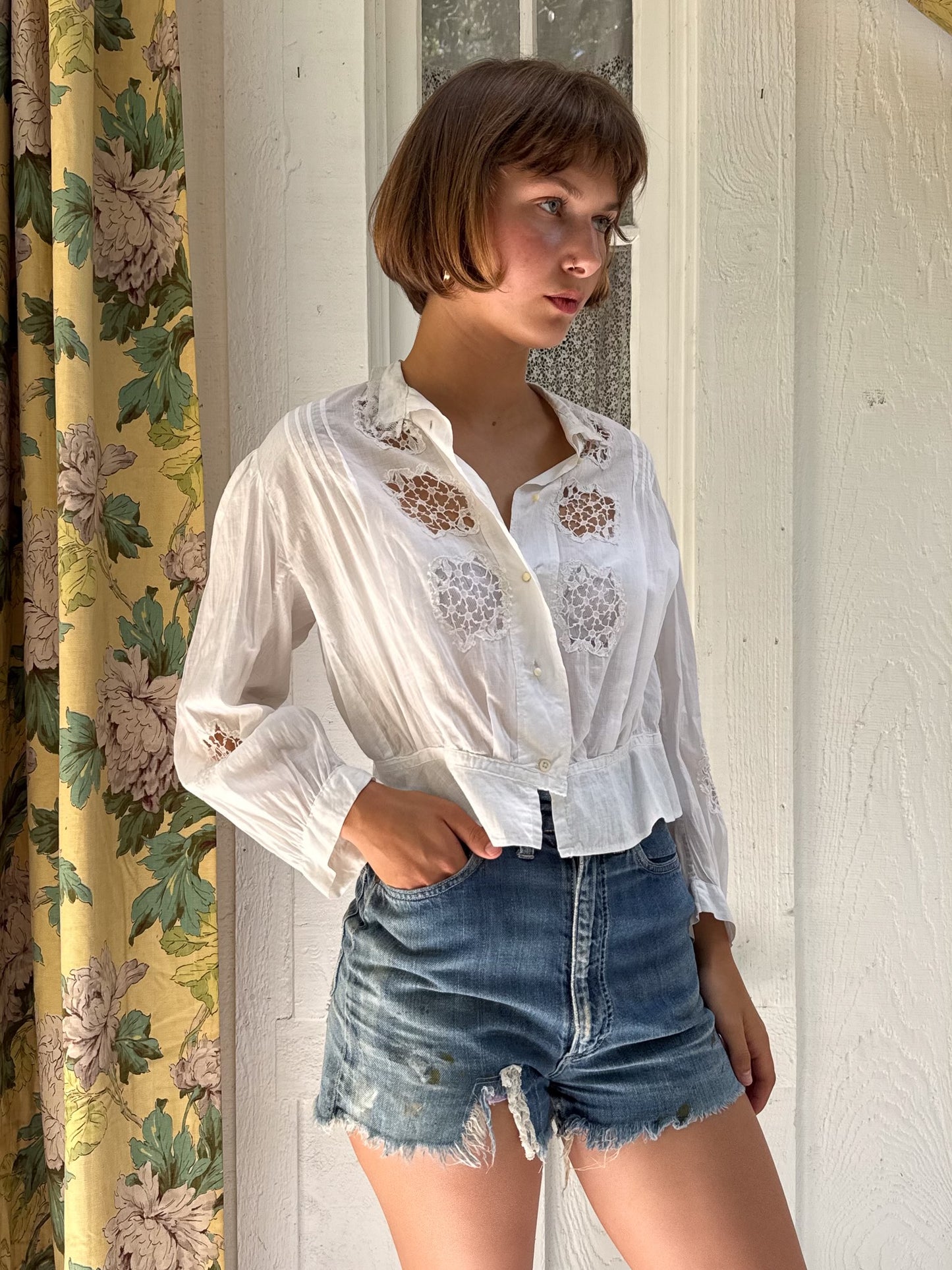Edwardian Cotton Lace Inset Blouse