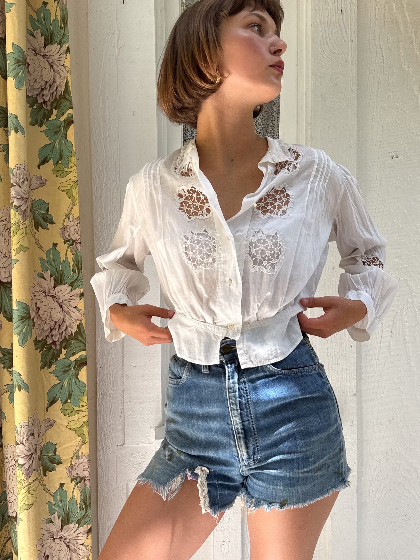 Edwardian Cotton Lace Inset Blouse