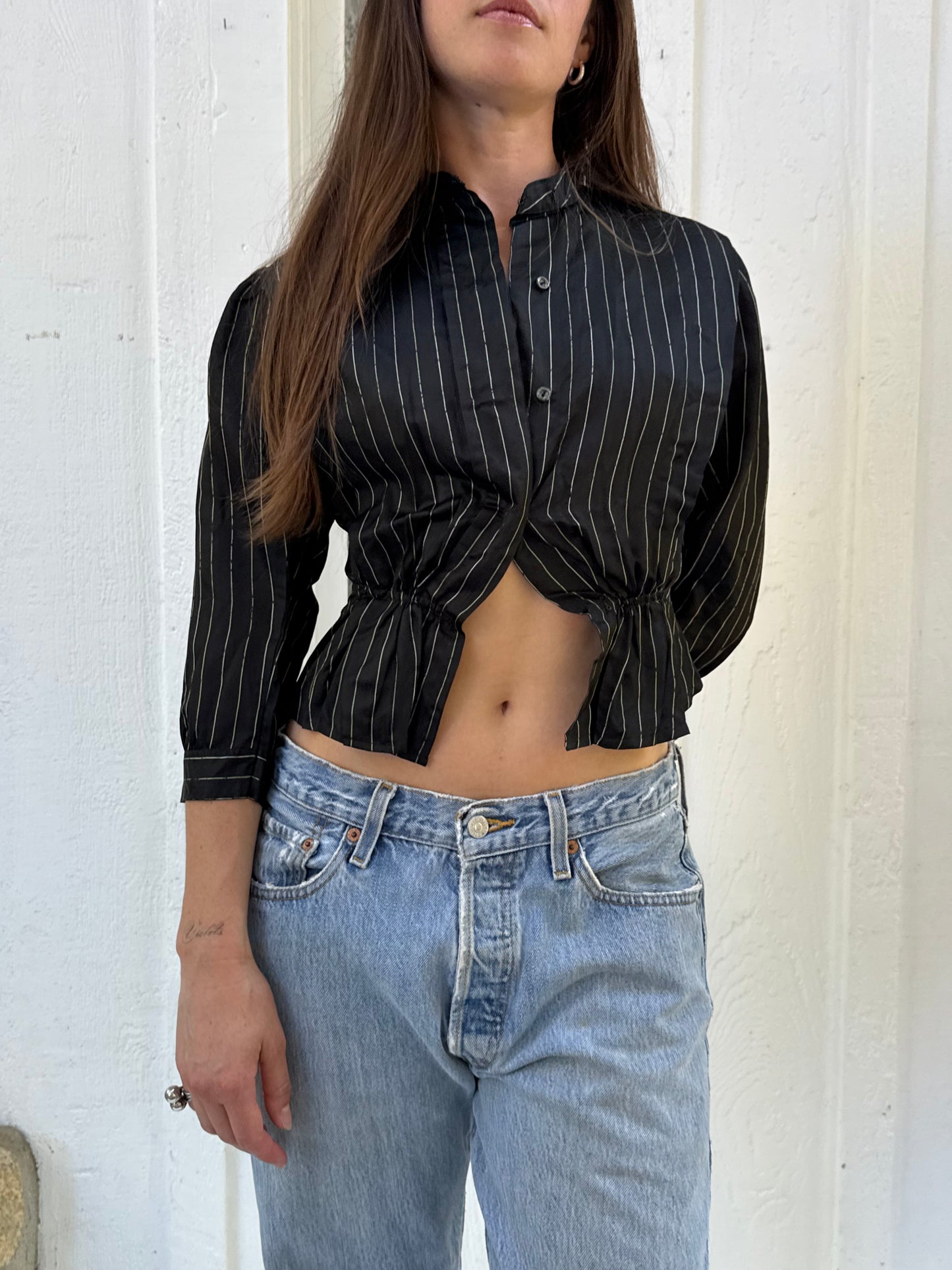 Victorian Silk Pinstripe Blouse