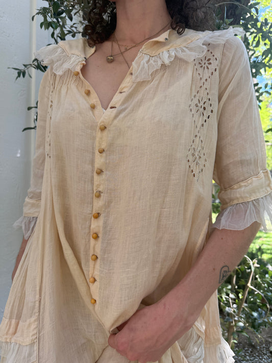 Edwardian Cotton Ruffled Tea Dress