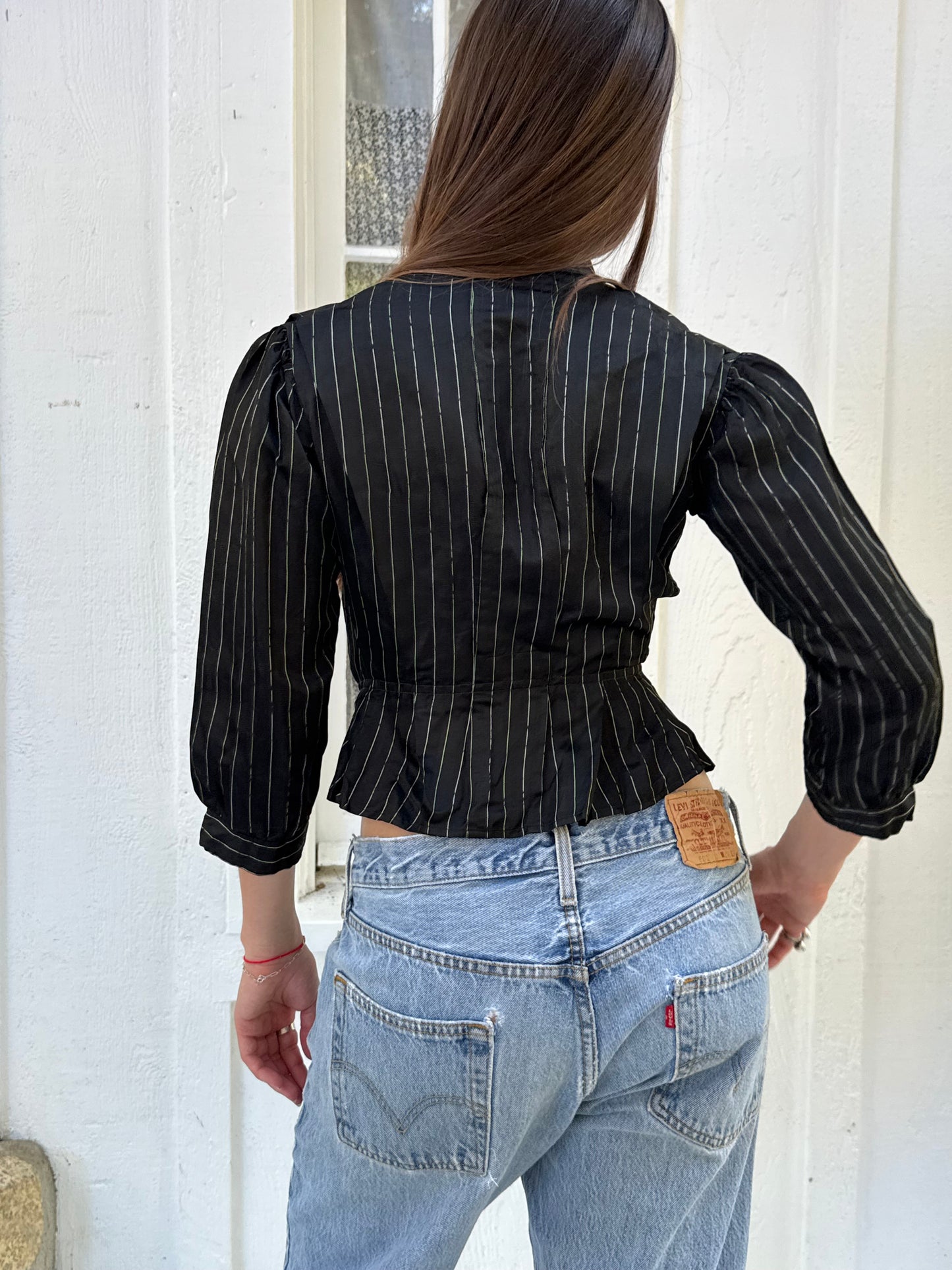 Victorian Silk Pinstripe Blouse