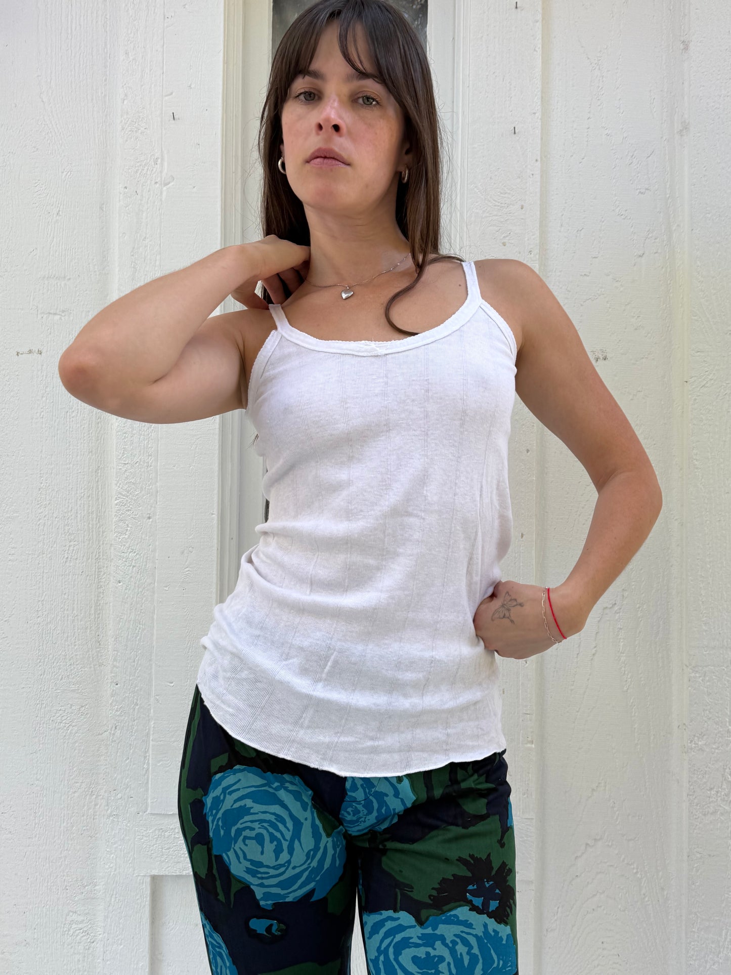 1950s White Ribbed Tank