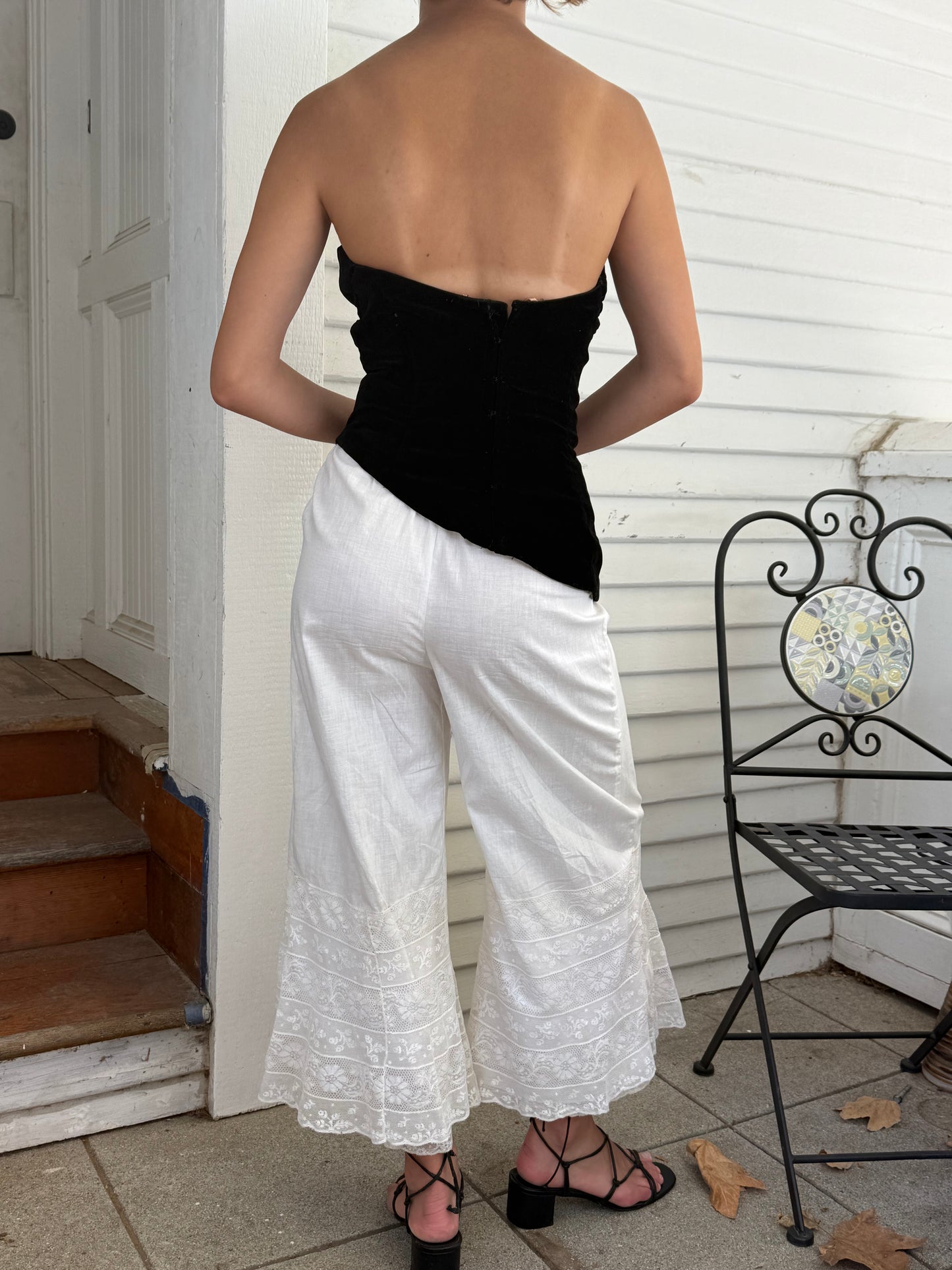 Rare 1940s Velvet Theater Asymmetrical Boned Corset