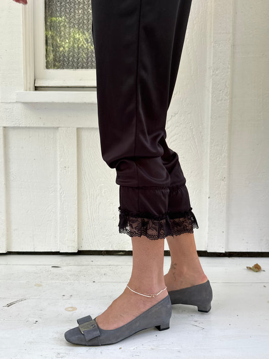1990s Salvatore Ferragamo Glitter Grey Suede Flats with Bow