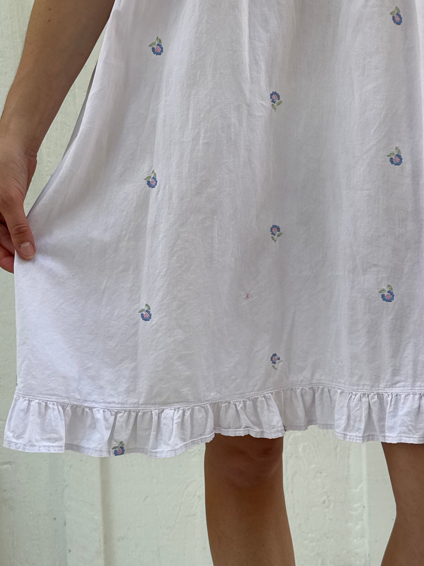 1980s Embroidered Cotton Babydoll Dress