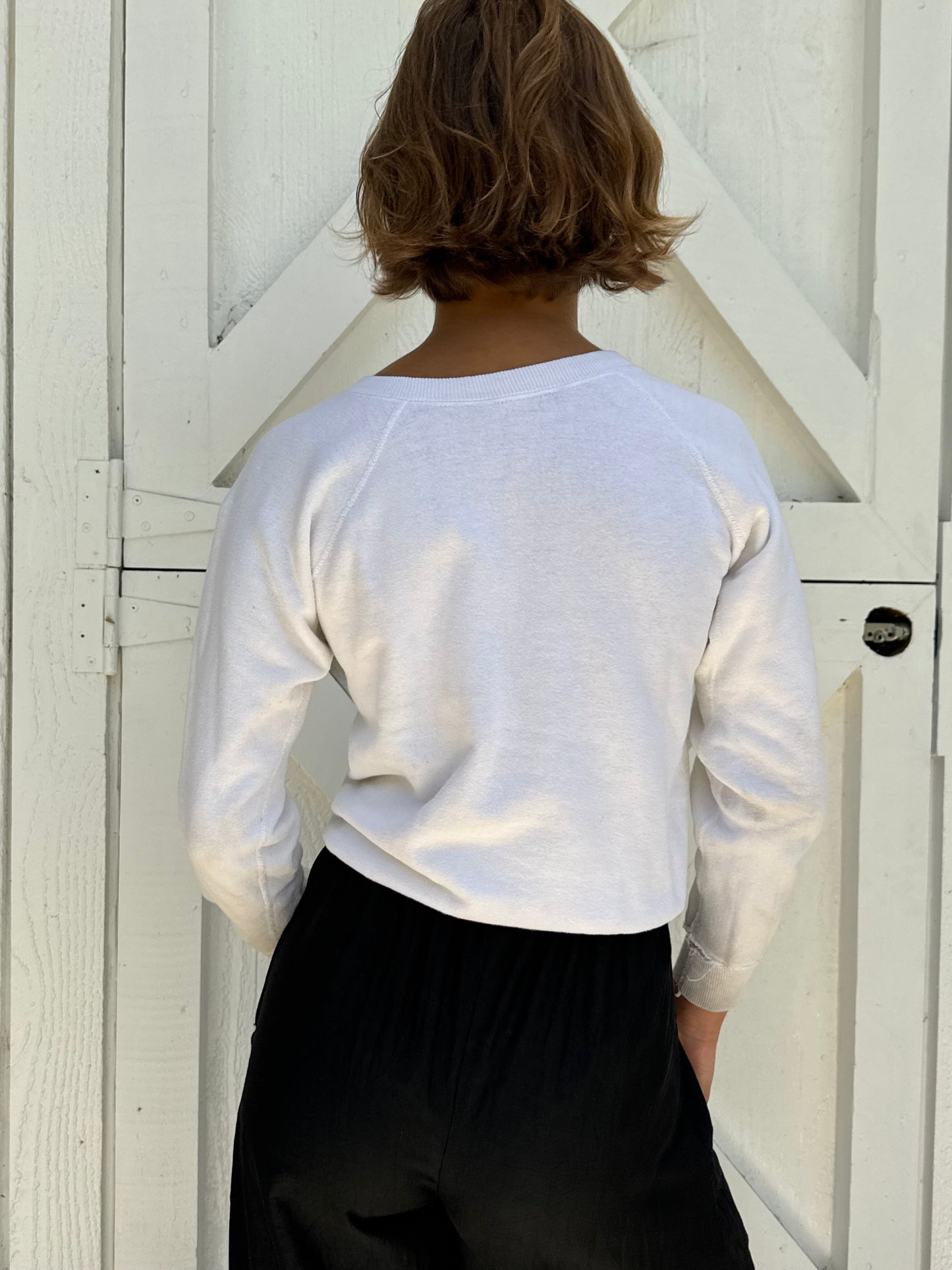 1960s Distressed White Sweatshirt