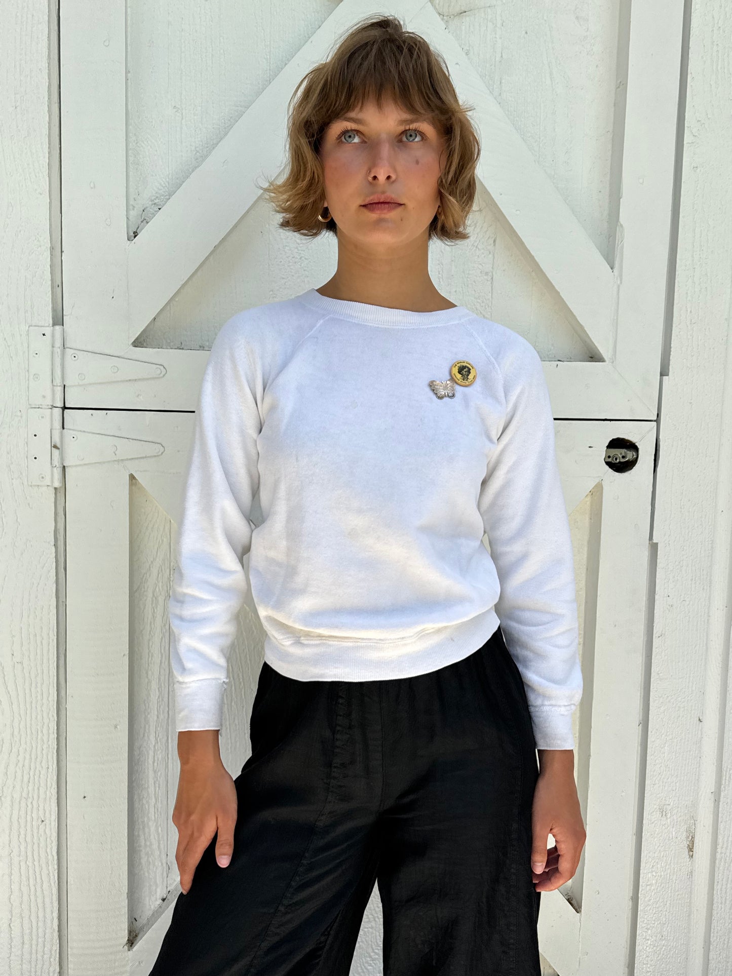 1960s Distressed White Sweatshirt