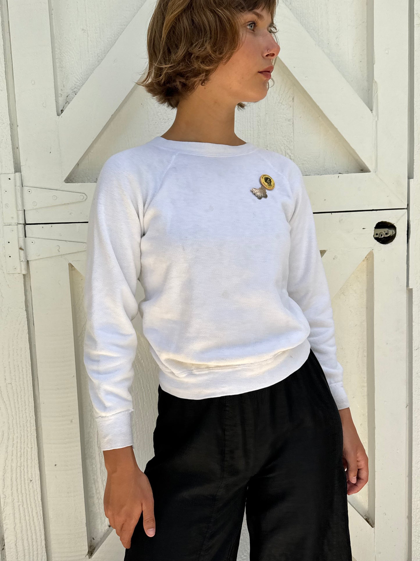 1960s Distressed White Sweatshirt