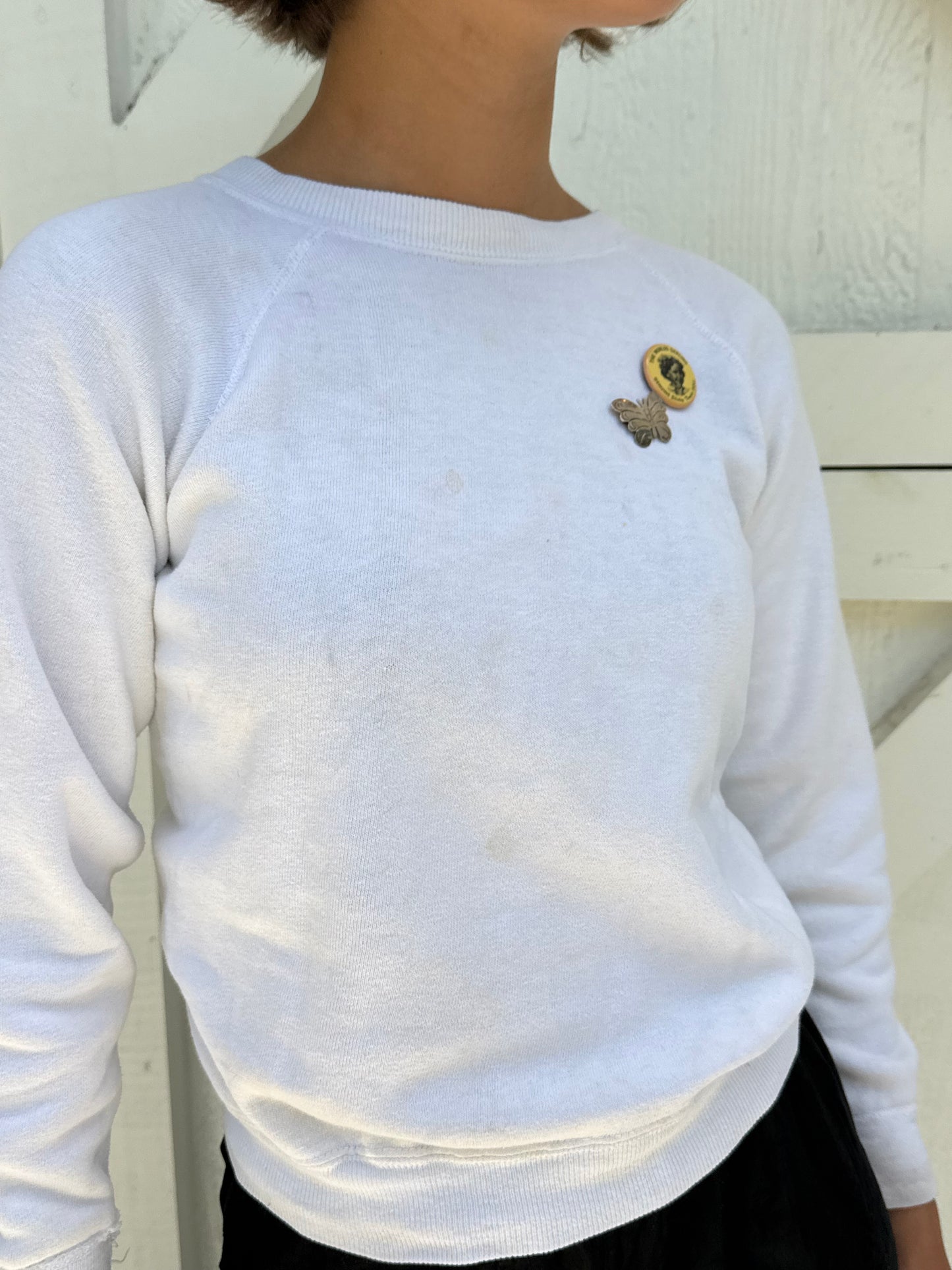 1960s Distressed White Sweatshirt