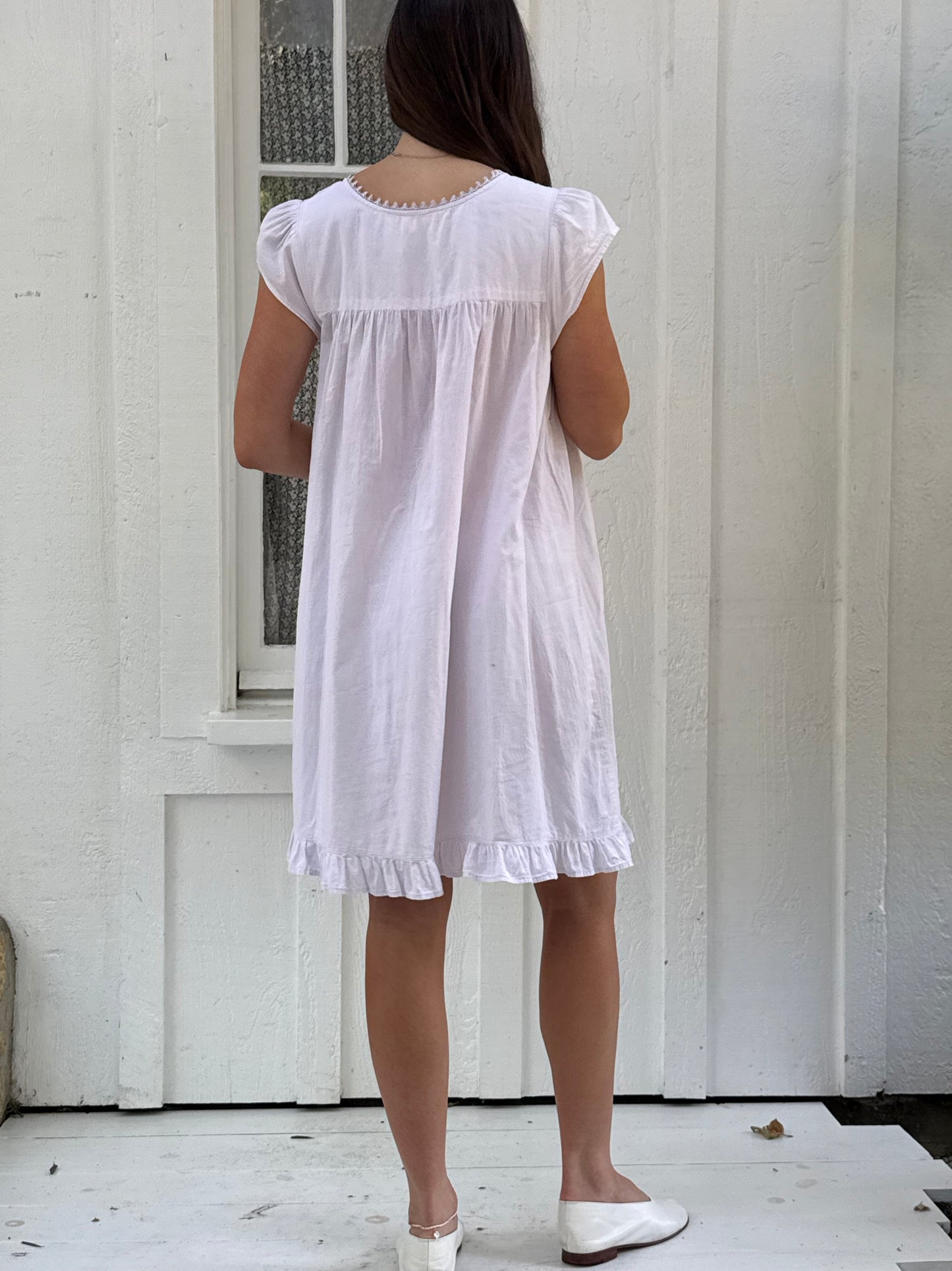 1980s Embroidered Cotton Babydoll Dress