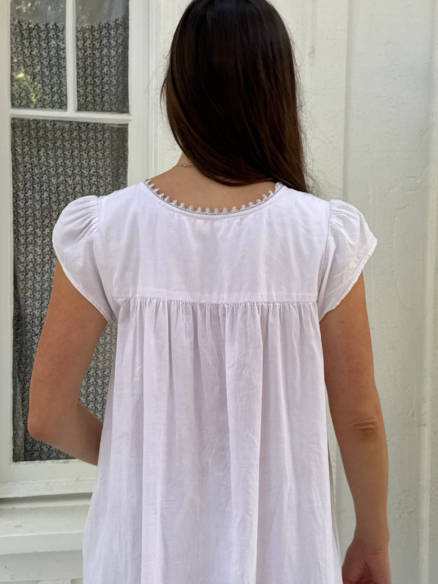 1980s Embroidered Cotton Babydoll Dress