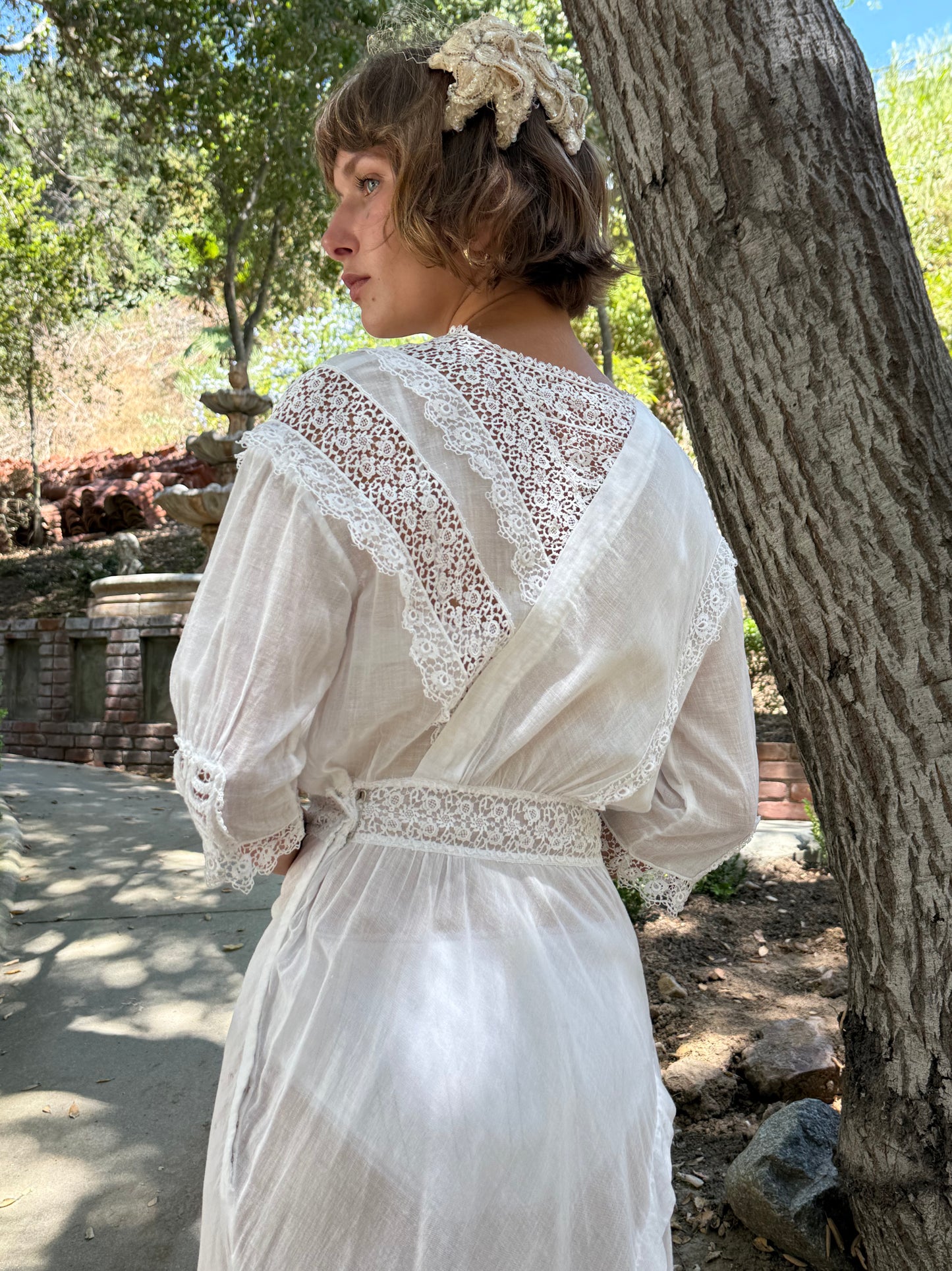 Edwardian Cotton Lace Inlay Lawn Dress