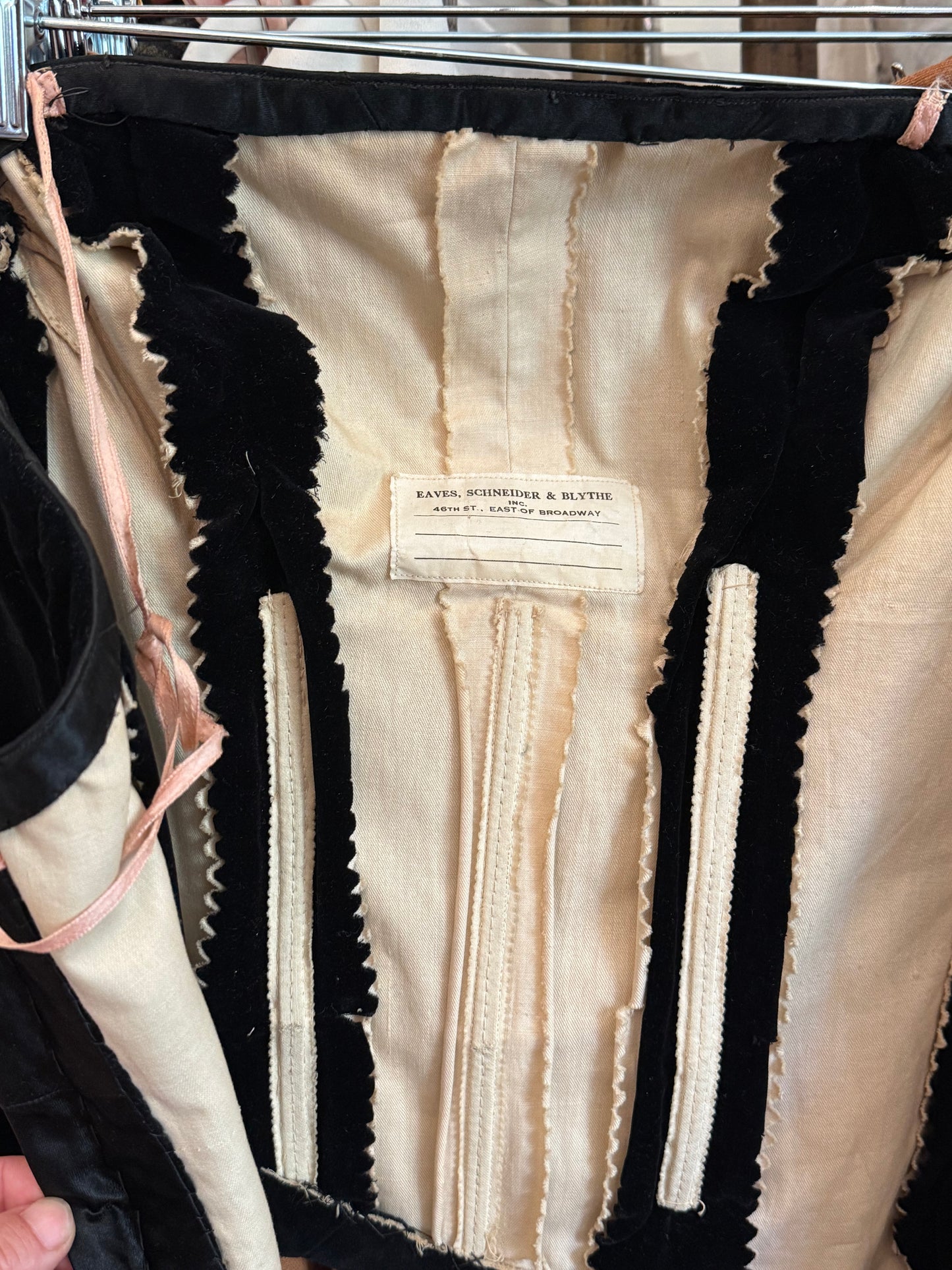 Rare 1940s Velvet Theater Asymmetrical Boned Corset