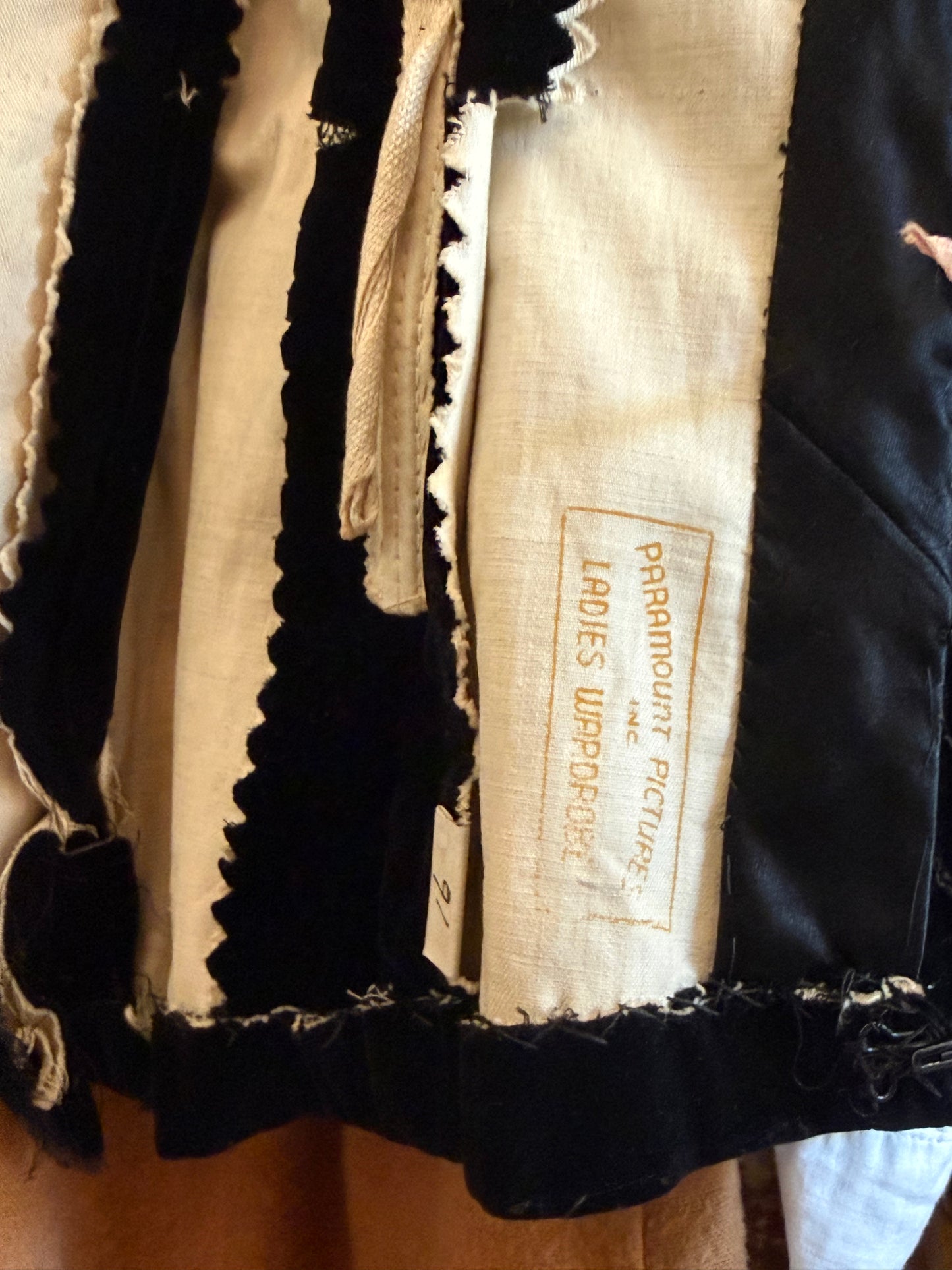 Rare 1940s Velvet Theater Asymmetrical Boned Corset