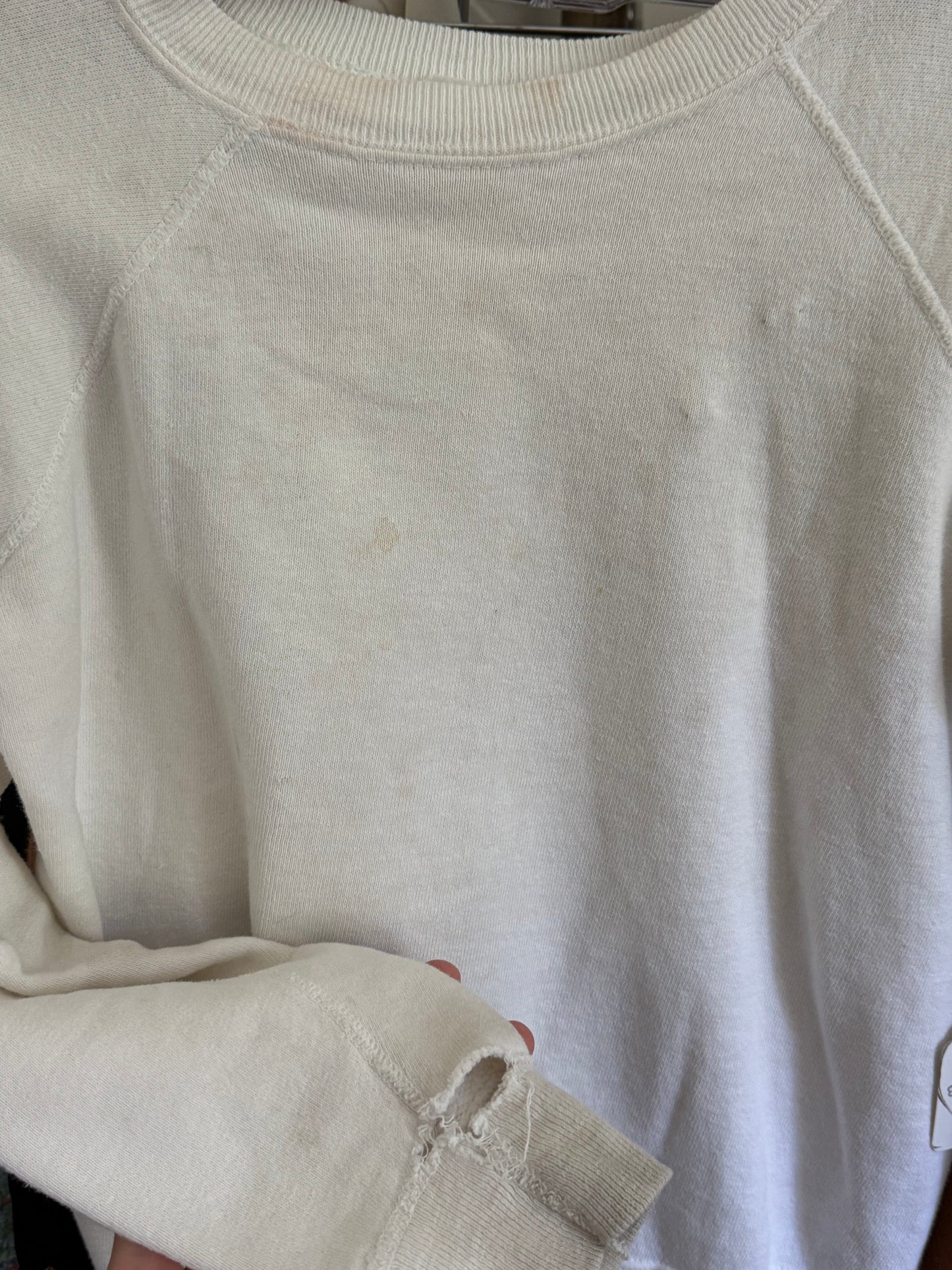 1960s Distressed White Sweatshirt