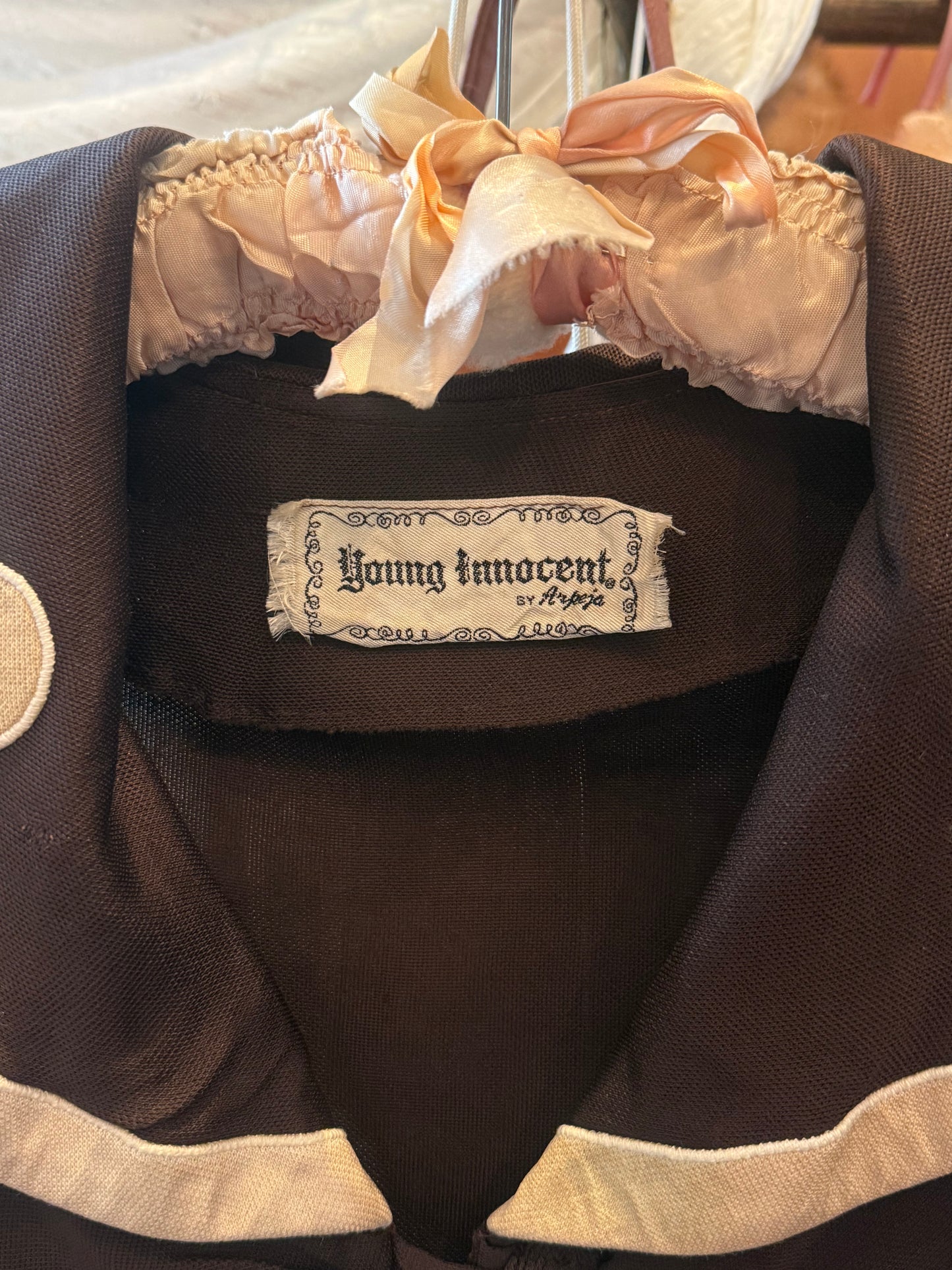 1970s Young Edwardian Brown Cropped Blouse