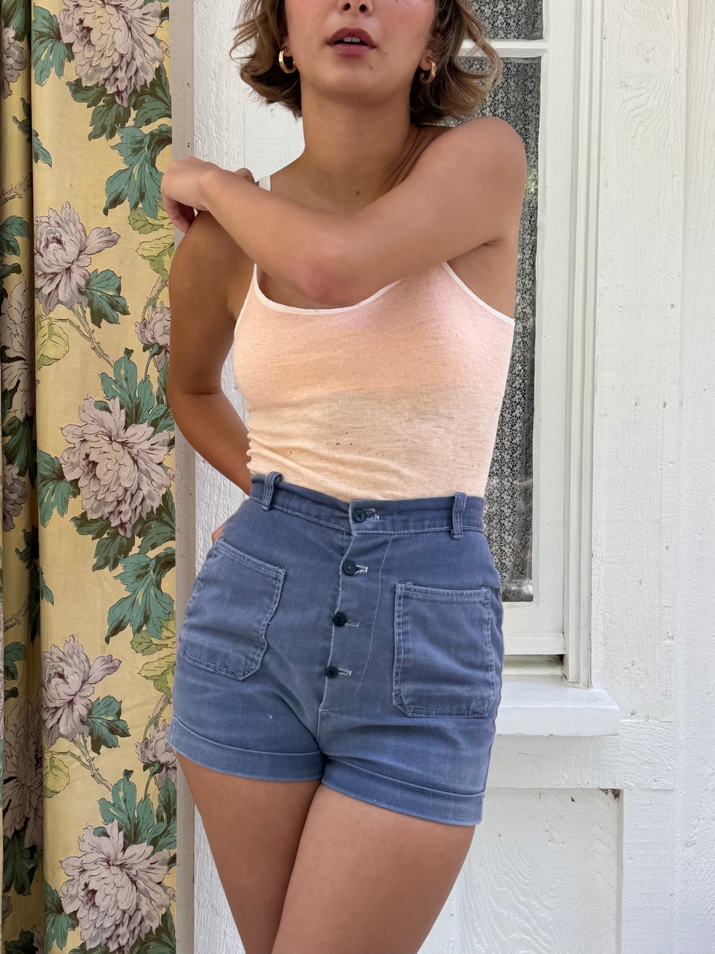 1970s Navy Cotton Sailor Shorts