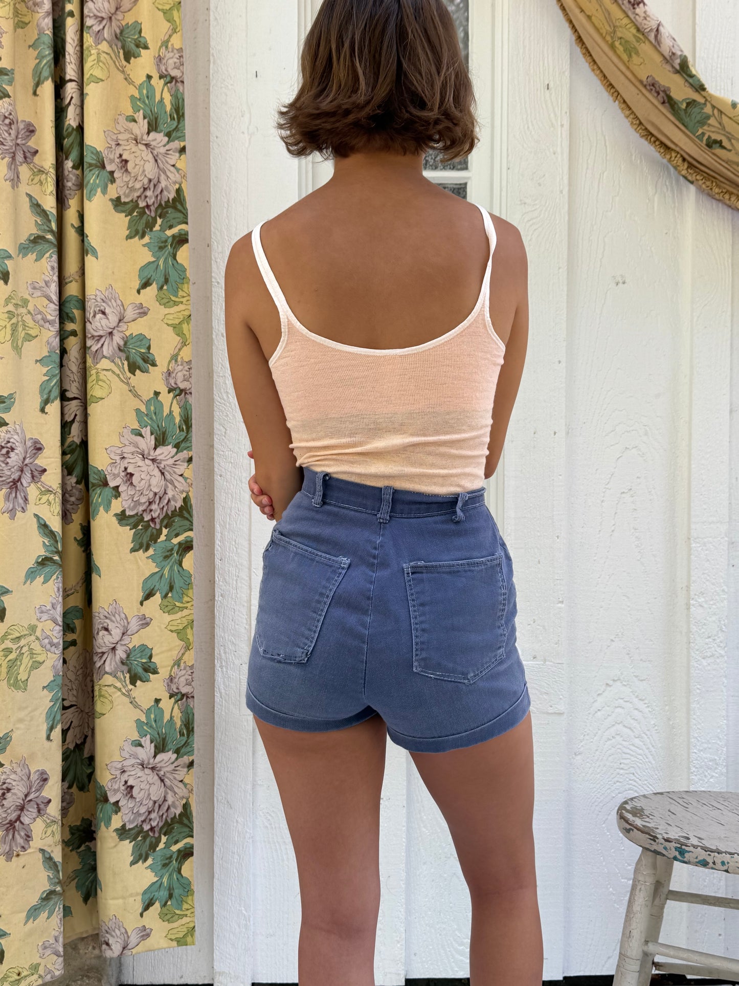 1970s Navy Cotton Sailor Shorts